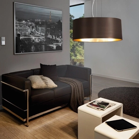 Eglo Maserlo Nickel Pendant Ceiling Light - Brown & Gold Shade sleek LED ceiling lamp
