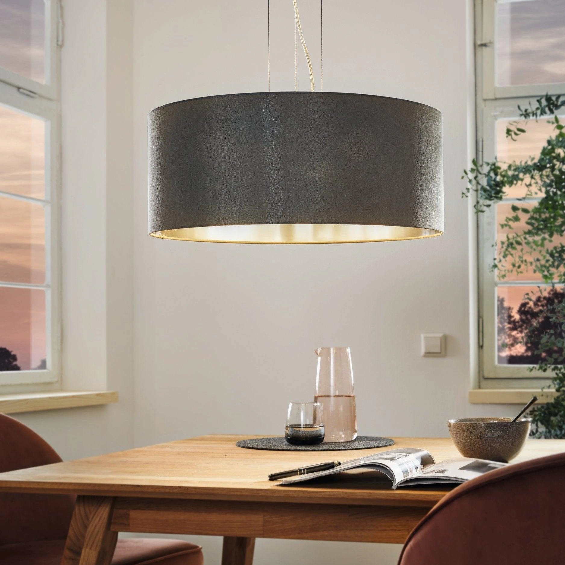 Eglo Maserlo Nickel Pendant Ceiling Light - Grey & Silver Shade sleek LED ceiling lamp