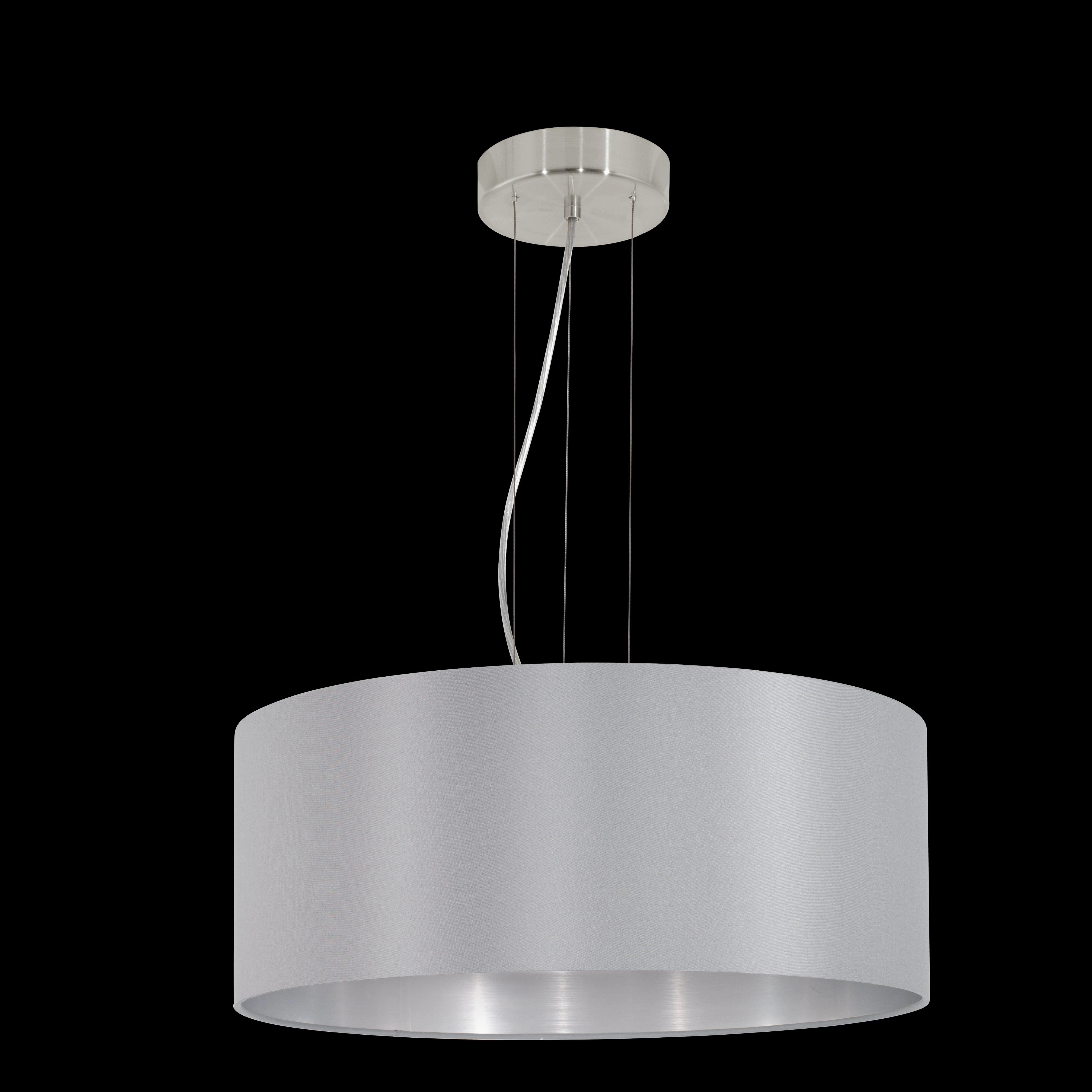 Eglo Maserlo Nickel Pendant Ceiling Light - Grey & Silver Shade