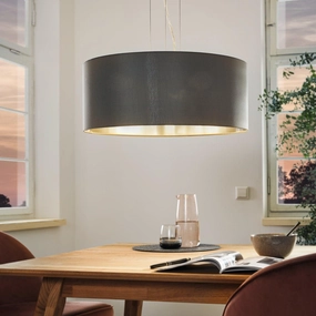 Eglo Maserlo Nickel Pendant Ceiling Light - Grey & Silver Shade sleek LED ceiling lamp