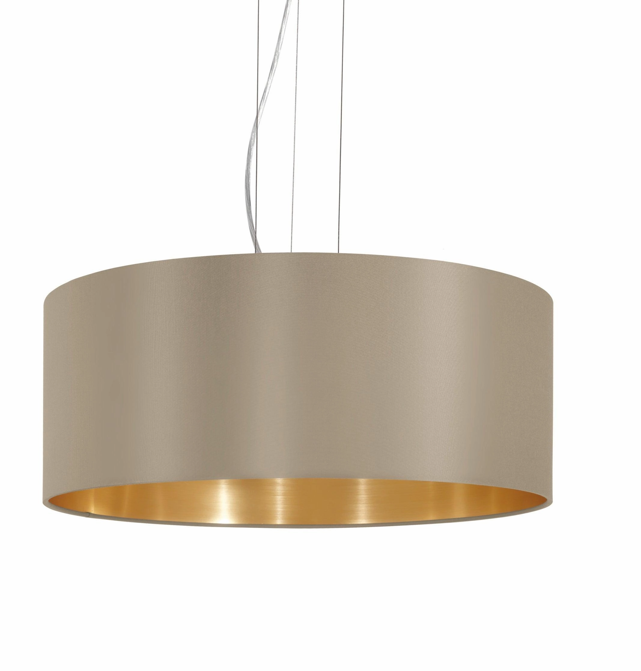 Eglo Maserlo Nickel Pendant Ceiling Light - Taupe & Gold Shade