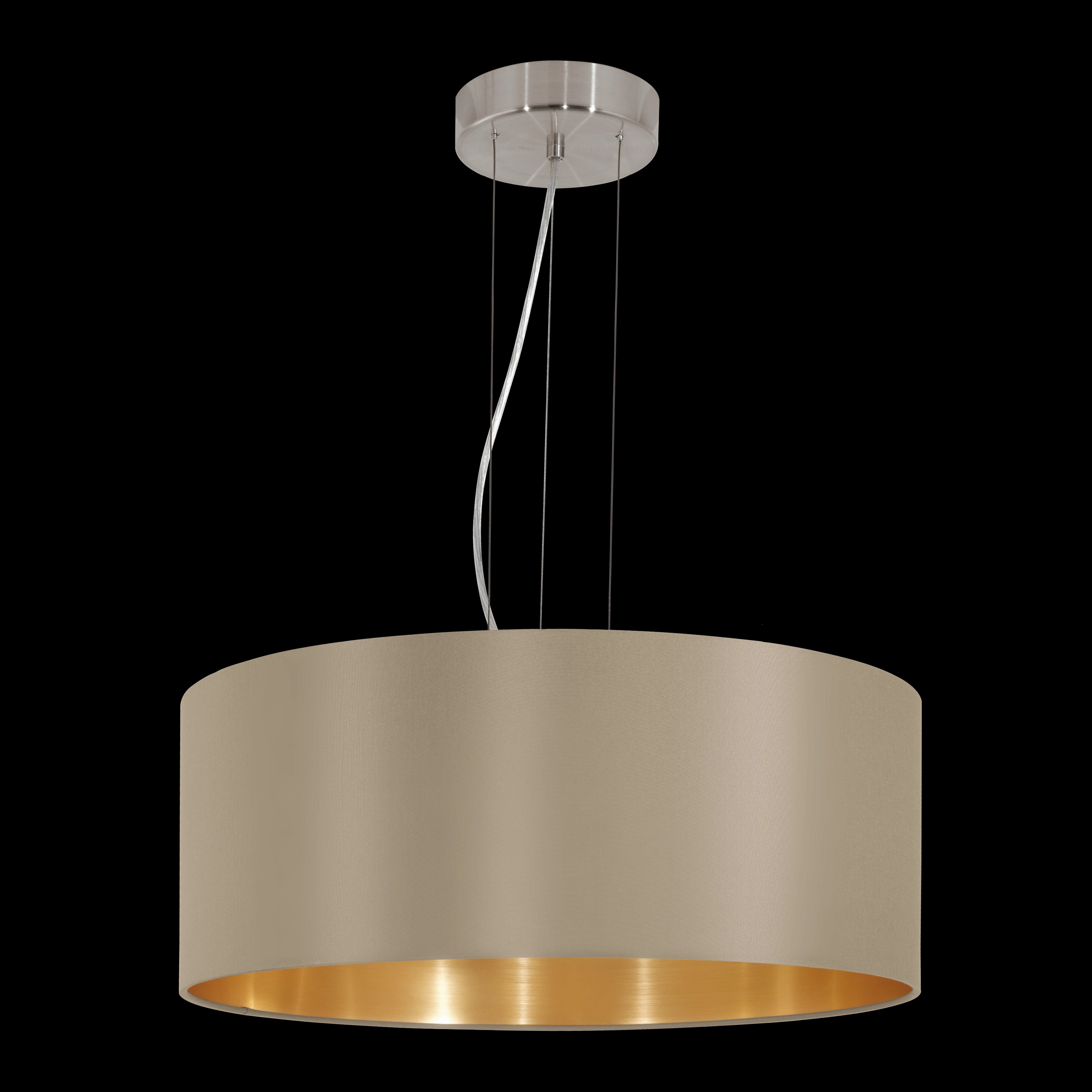 Eglo Maserlo Nickel Pendant Ceiling Light - Taupe & Gold Shade