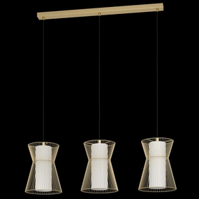 Eglo Maseta 3 Light Hourglass Gold Wire & Smoked Glass Pendant flush mount ceiling fixture