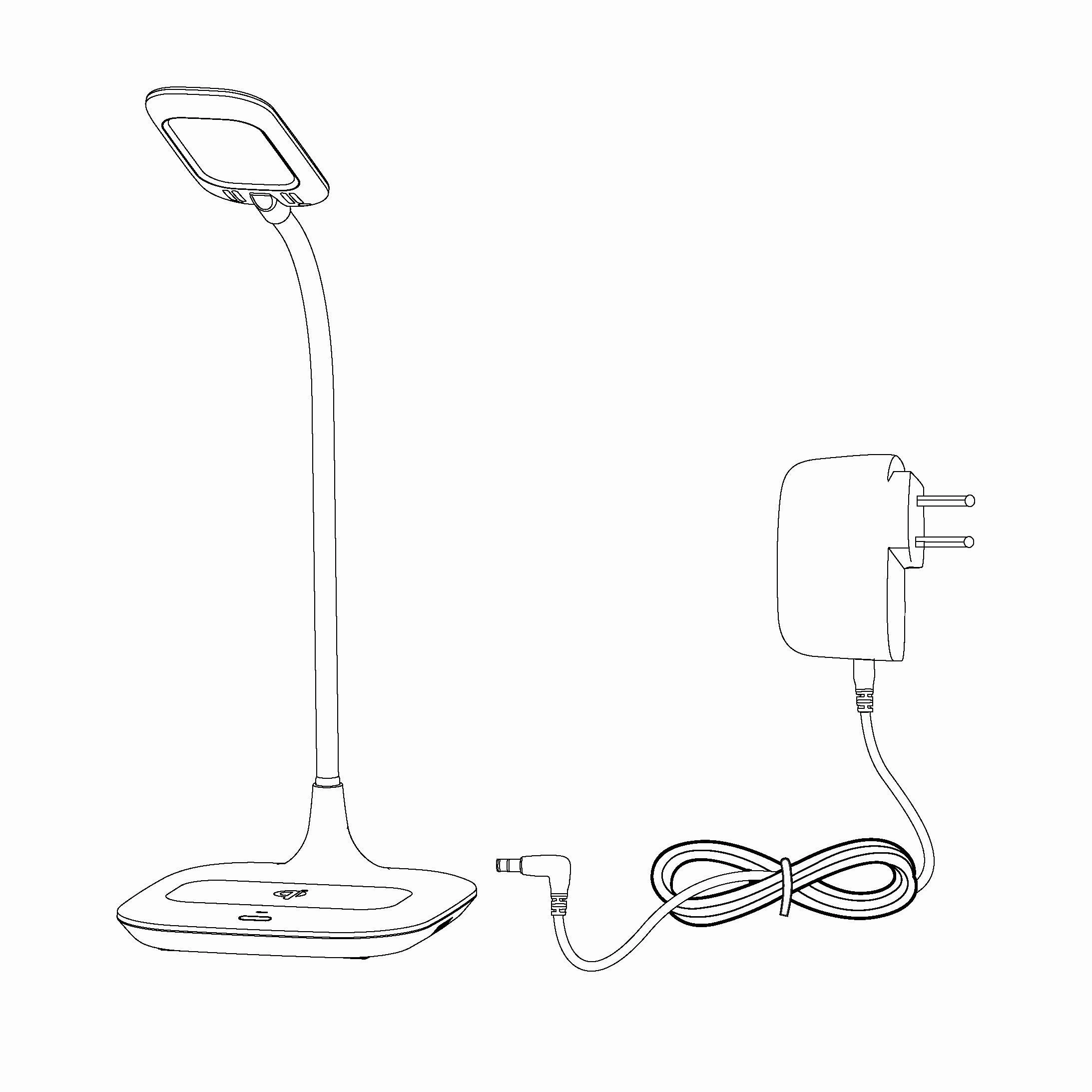 Eglo Masserie White LED Touch Desk Lamp - Qi Charger