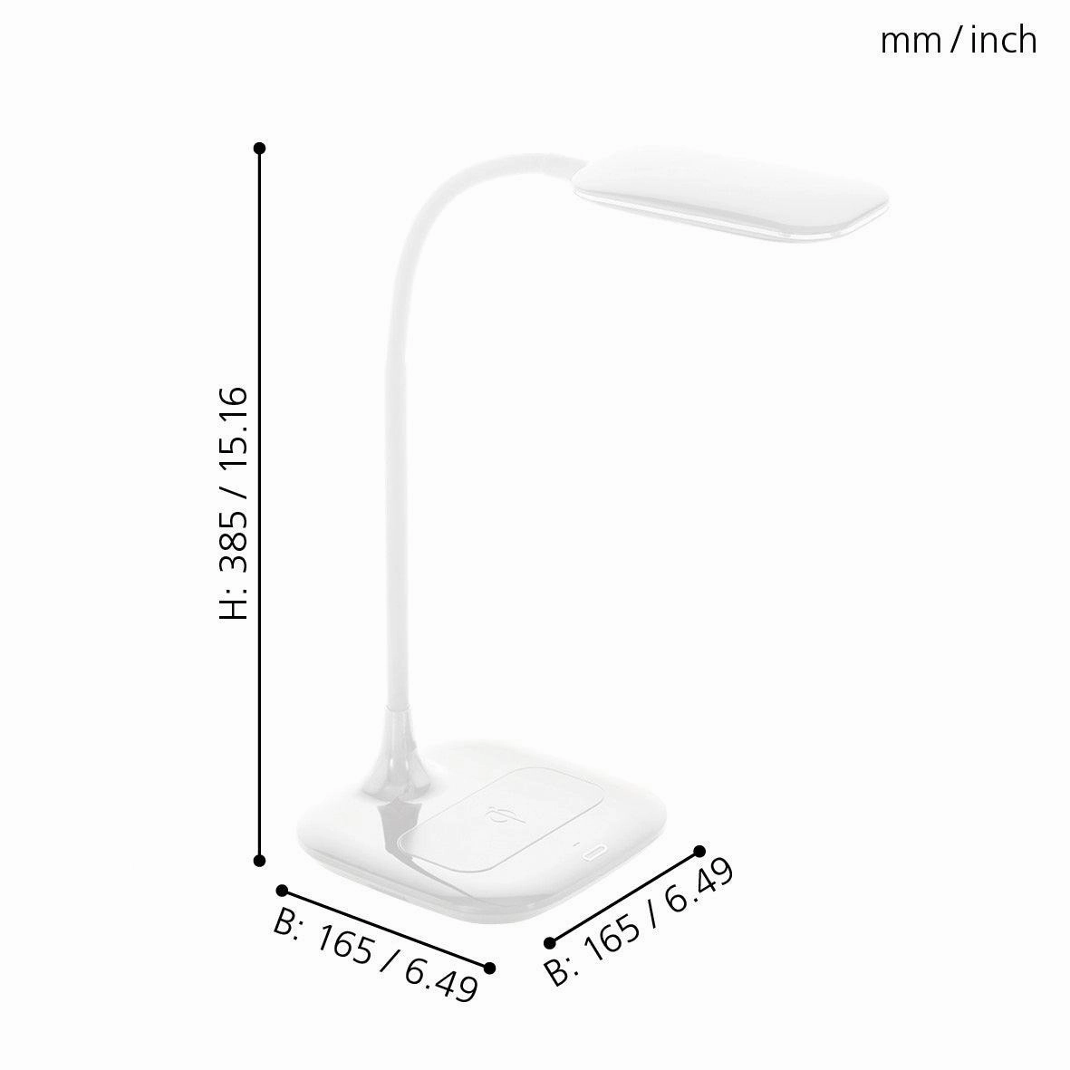 Eglo Masserie White LED Touch Desk Lamp - Qi Charger