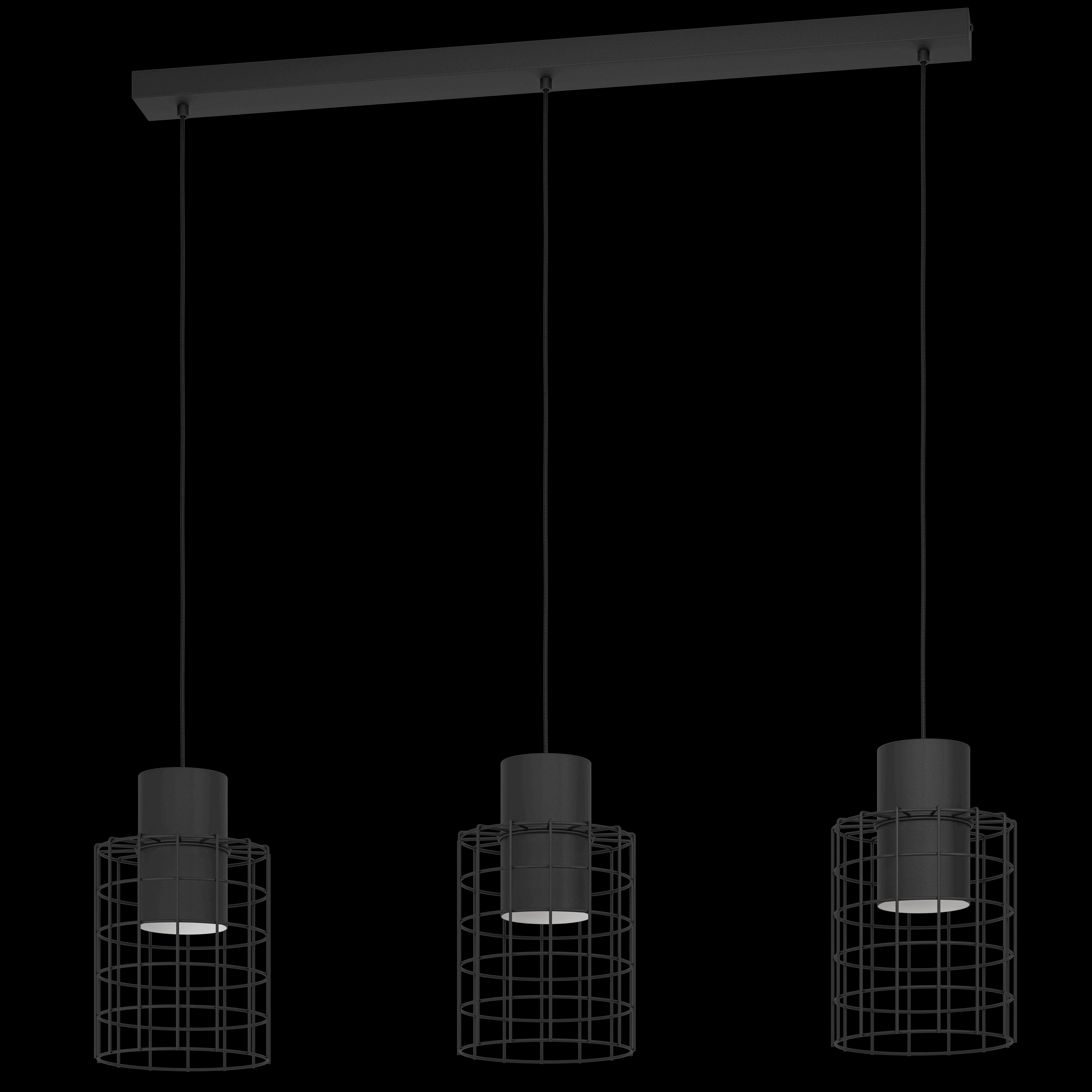 Eglo Milligan 3 Light Black Wire Cylindrical Ceiling Pendant