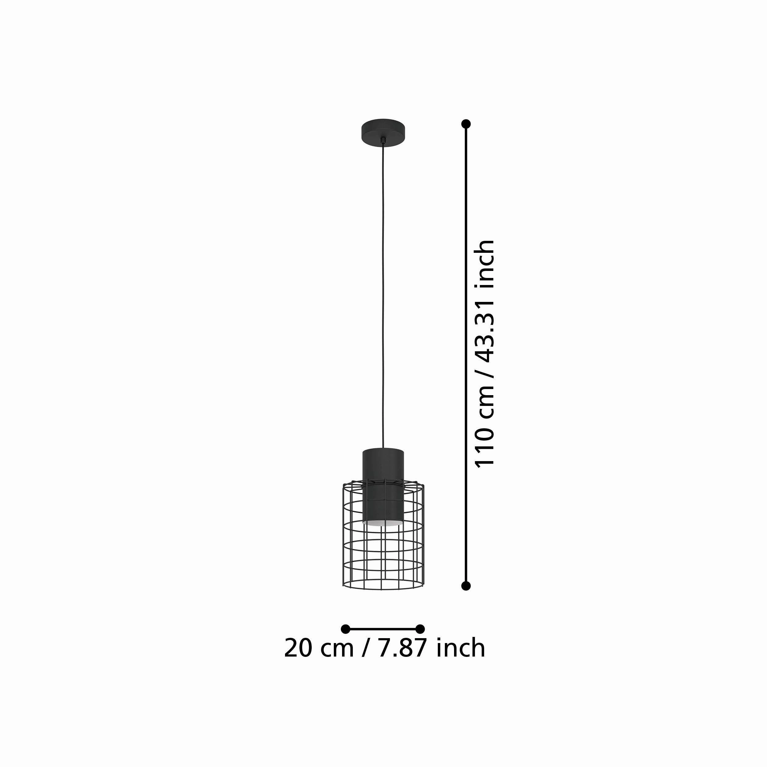 Eglo Milligan Black Wire Cylindrical Ceiling Pendant