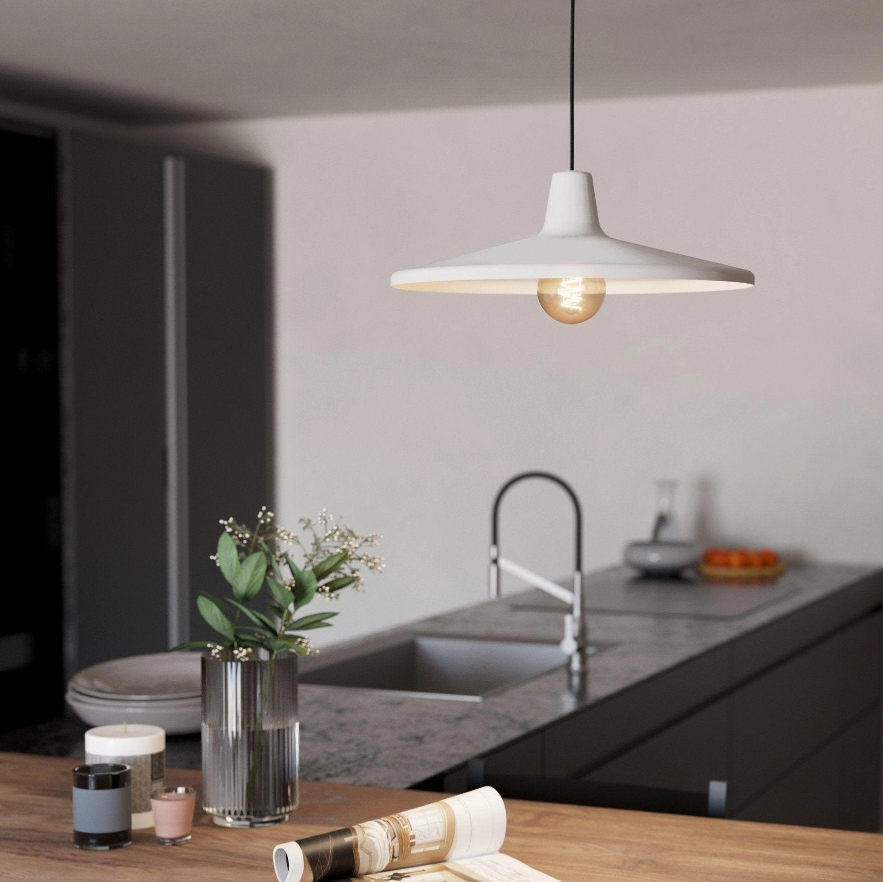 Eglo Miniere Grey Metal Lampshade Ceiling Pendant flush mount ceiling fixture
