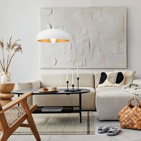 Eglo Mogano 1 White Metal & Copper Ceiling Pendant sleek LED ceiling lamp