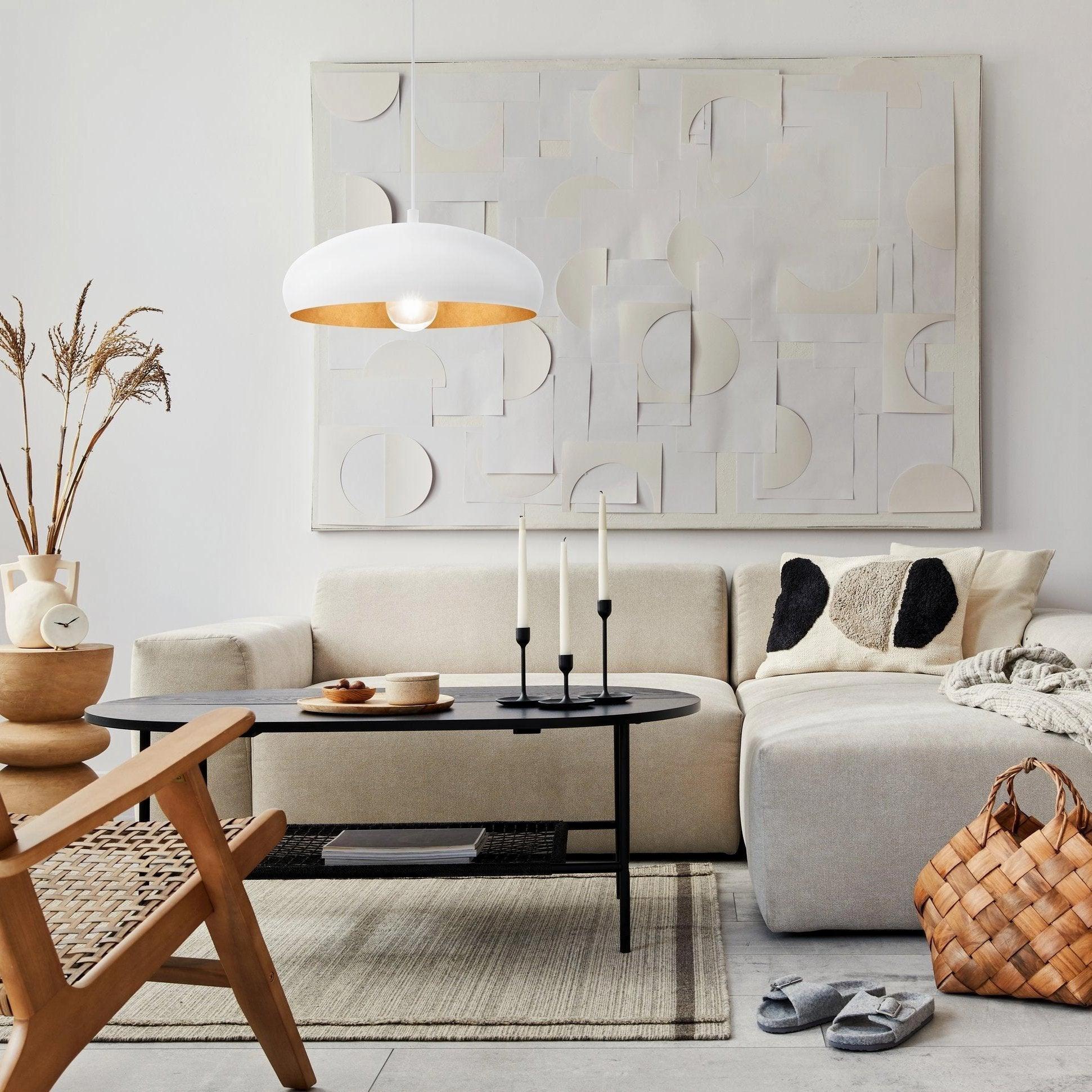 Eglo Mogano 1 White Metal & Copper Ceiling Pendant sleek LED ceiling lamp
