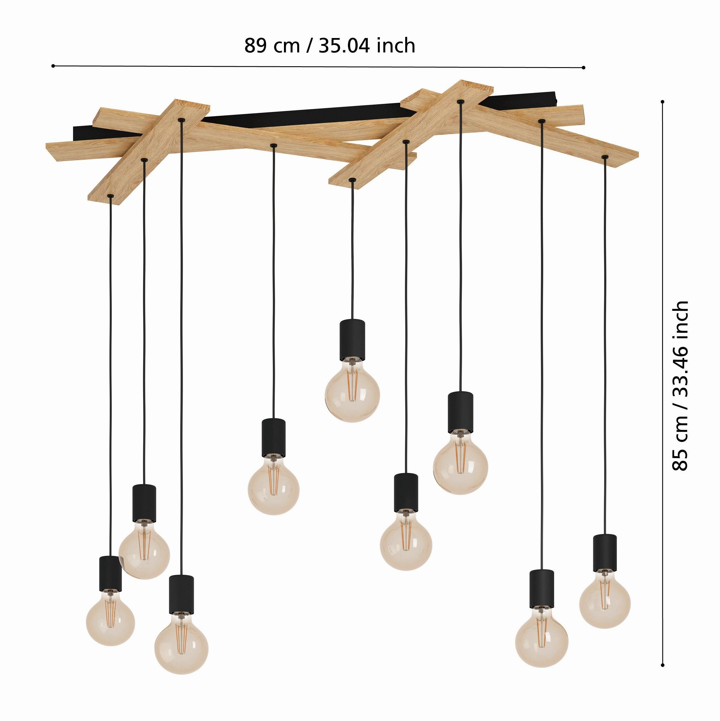 Eglo Monmount 9 Light Wood & Black Ceiling Pendant