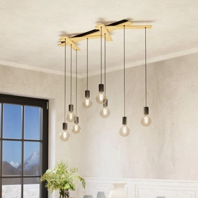 Eglo Monmount 9 Light Wood & Black Ceiling Pendant sleek LED ceiling lamp