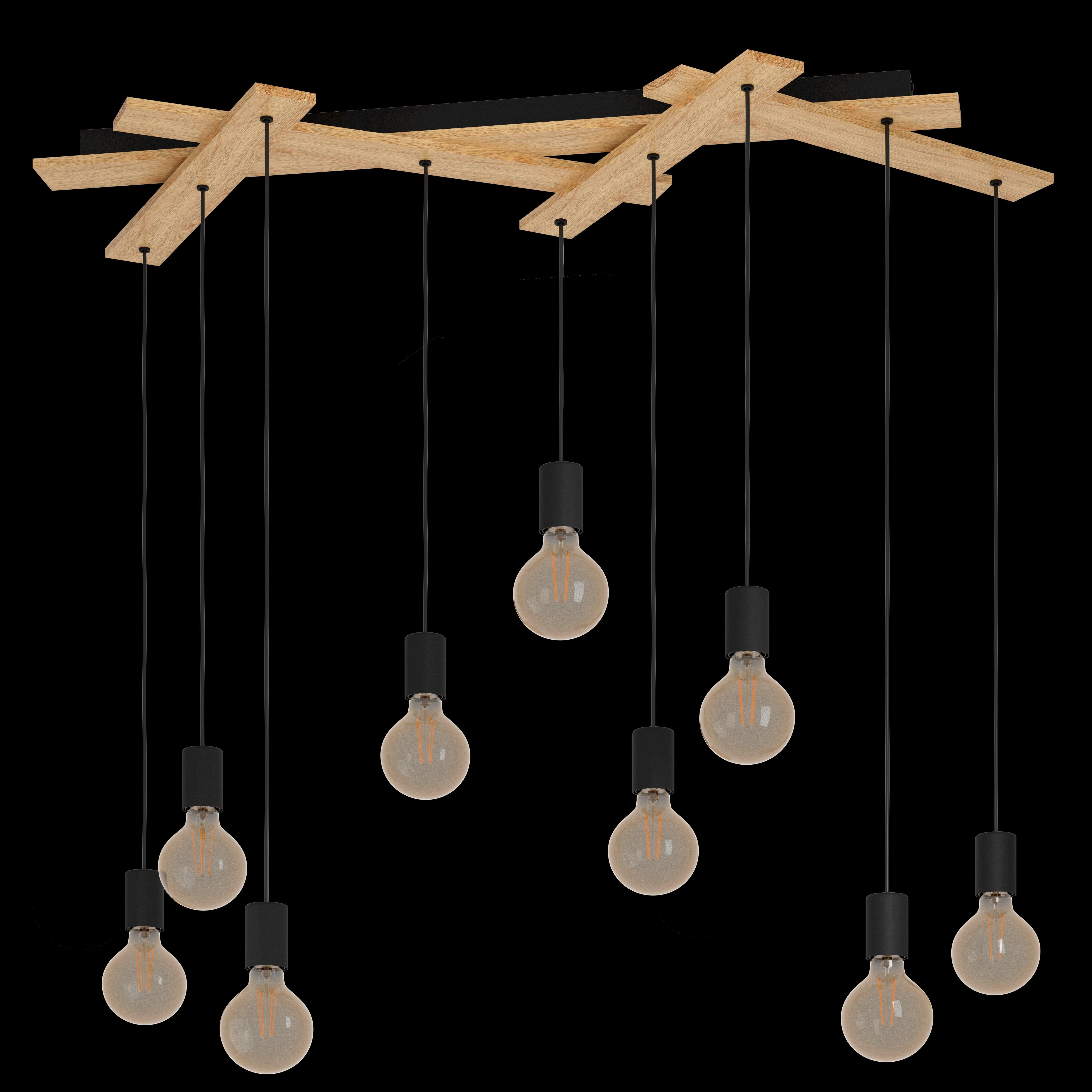 Eglo Monmount 9 Light Wood & Black Ceiling Pendant