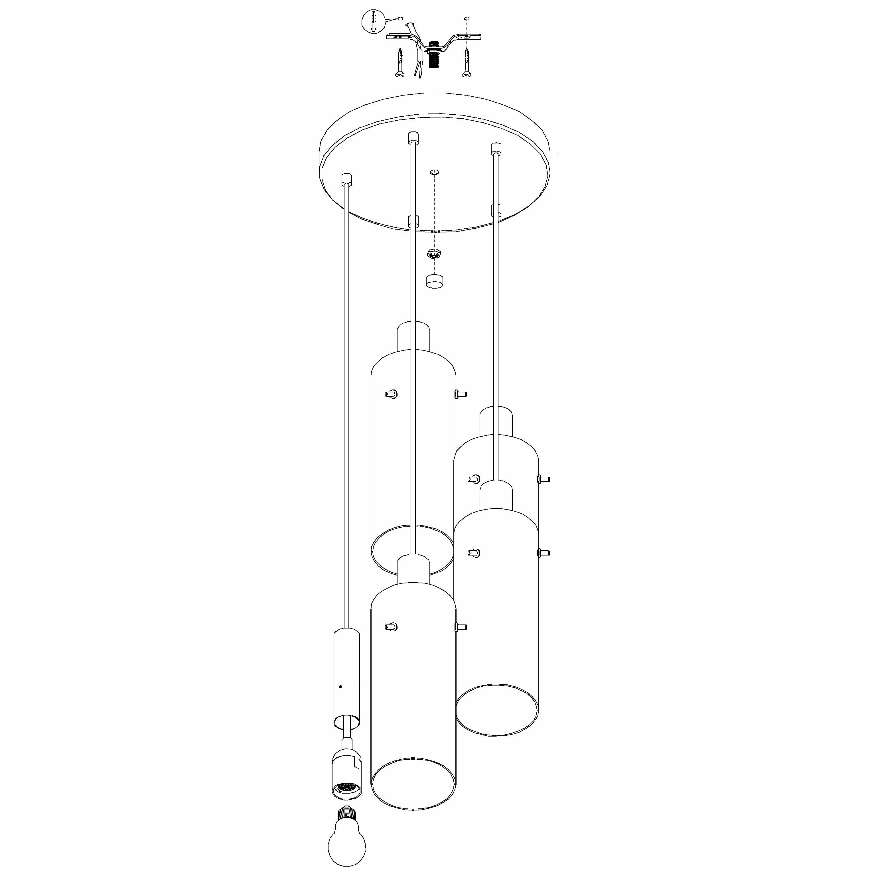 Eglo Montefino 5 Light Black & Clear Glass Cylinder Pendant