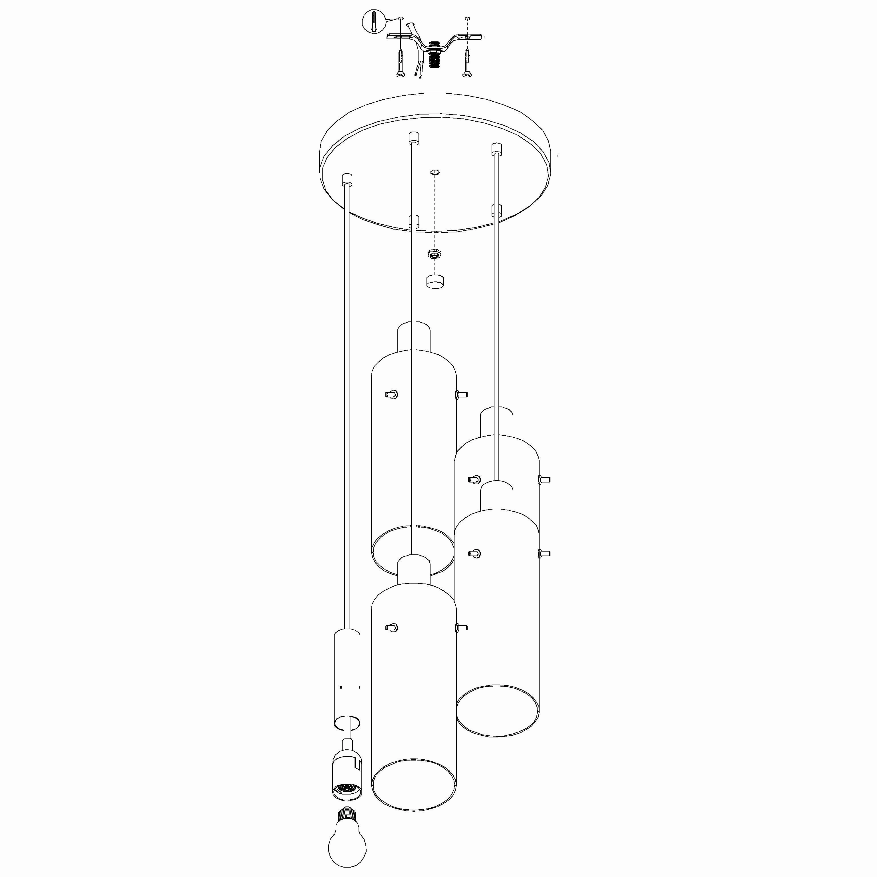 Eglo Montefino 5 Light Black & Clear Glass Cylinder Pendant