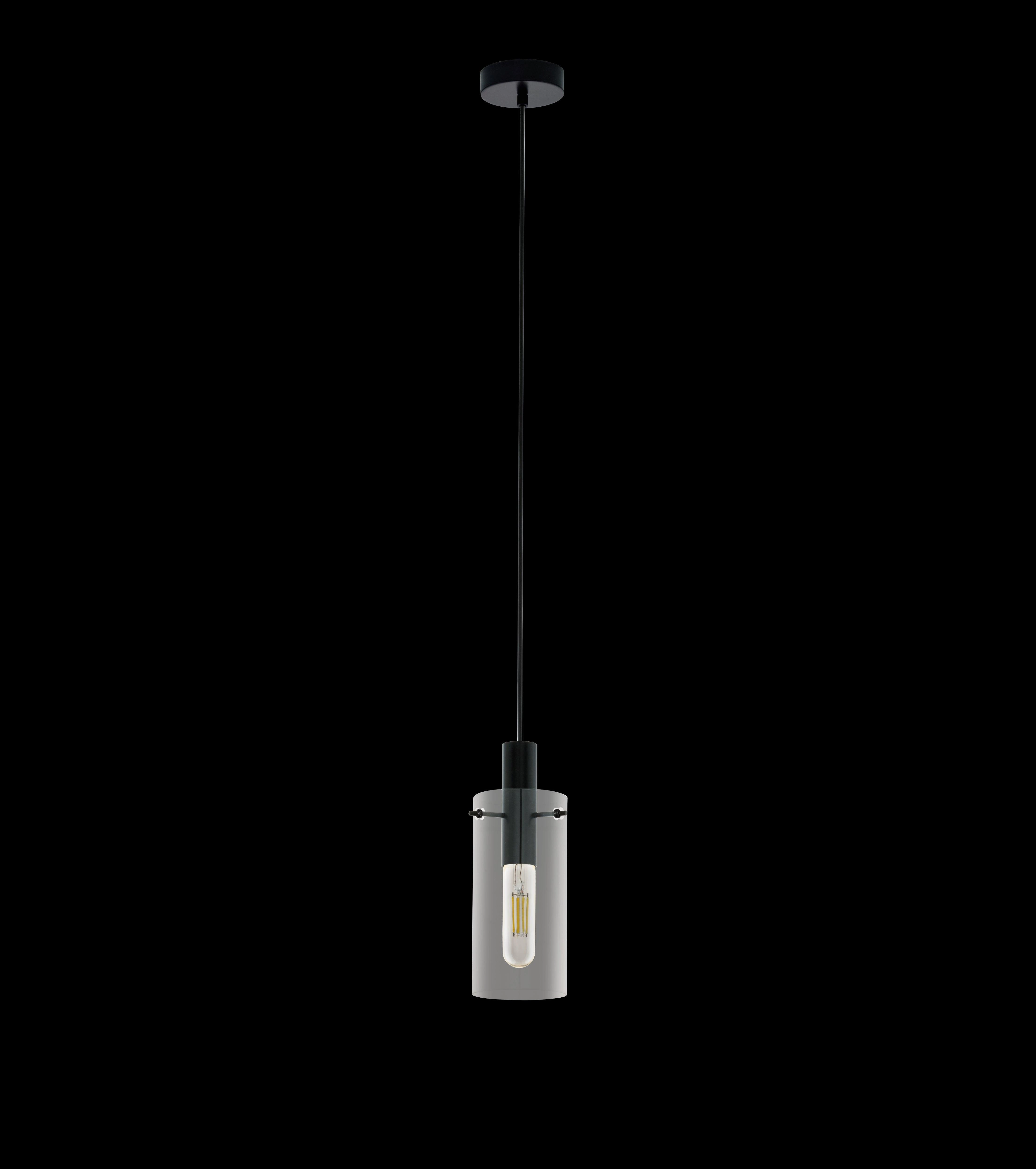 Eglo Montefino Black & Clear Glass Cylinder Ceiling Pendant
