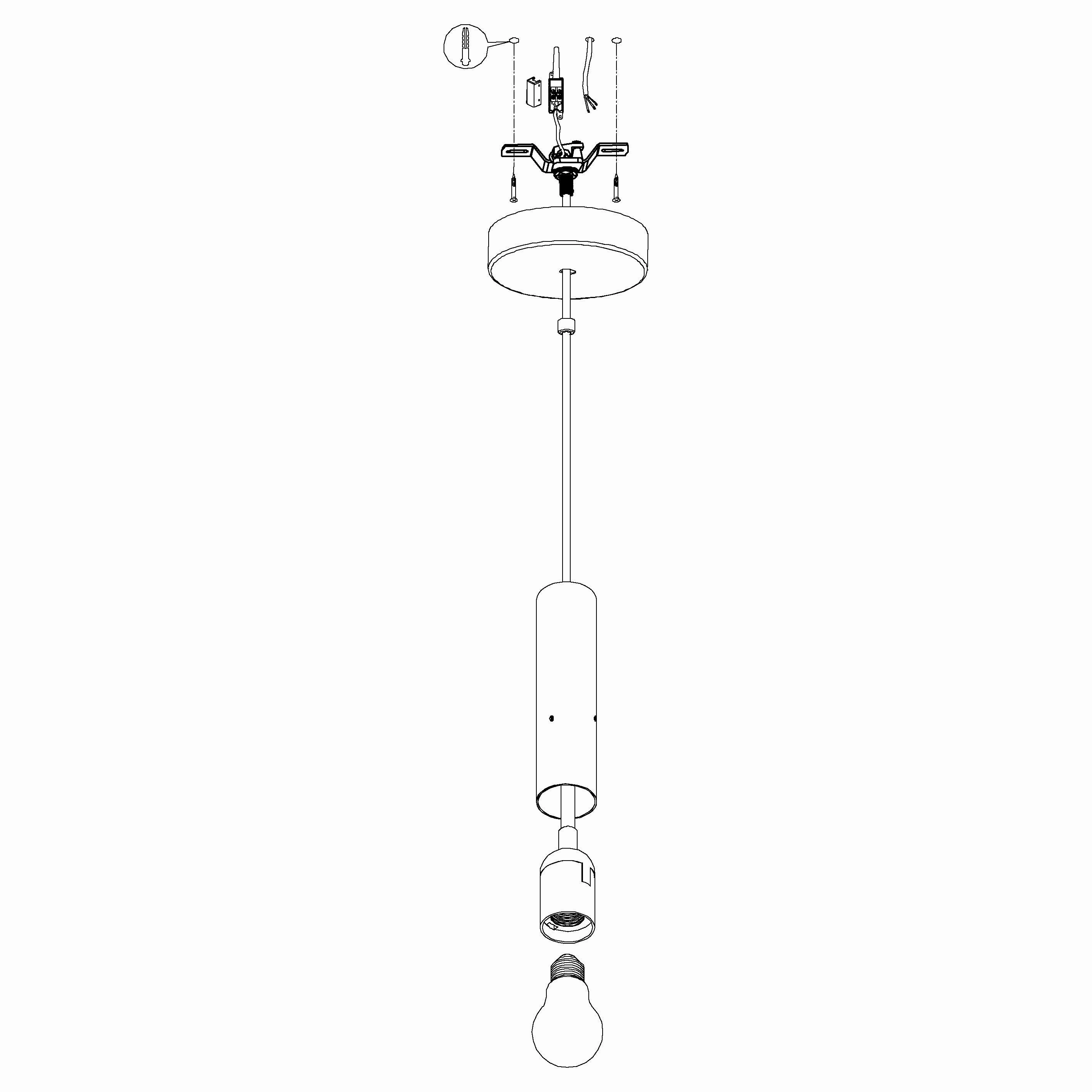 Eglo Montefino Black & Clear Glass Cylinder Ceiling Pendant