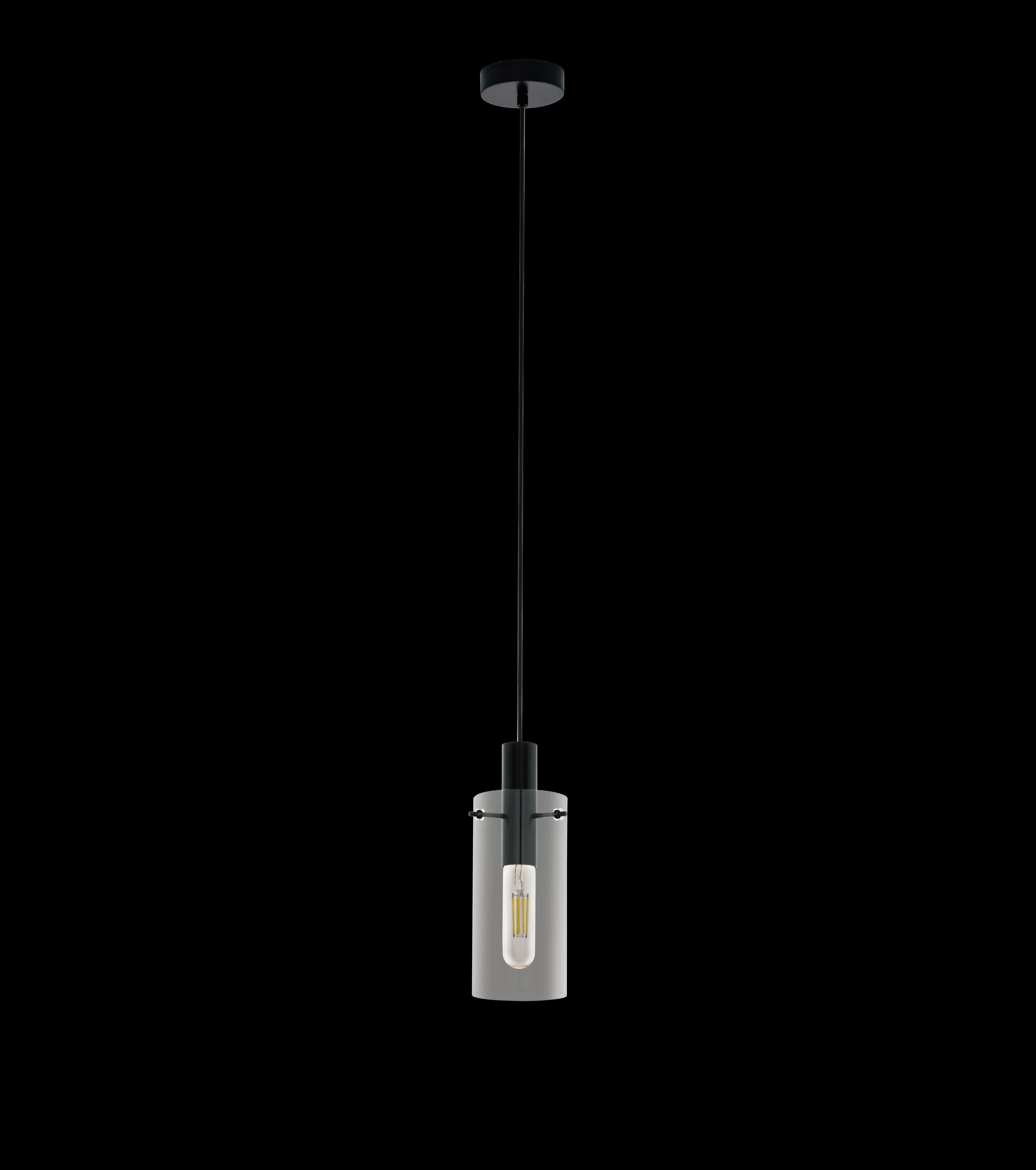 Eglo Montefino Black & Clear Glass Cylinder Ceiling Pendant