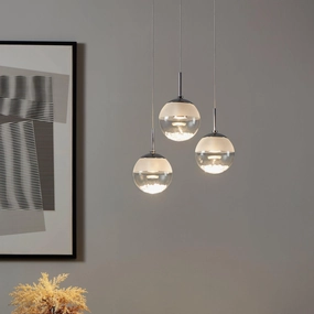 Eglo Montefio 1 3 Light LED Chrome Pendant -Spherical Glass Shades flush mount ceiling fixture