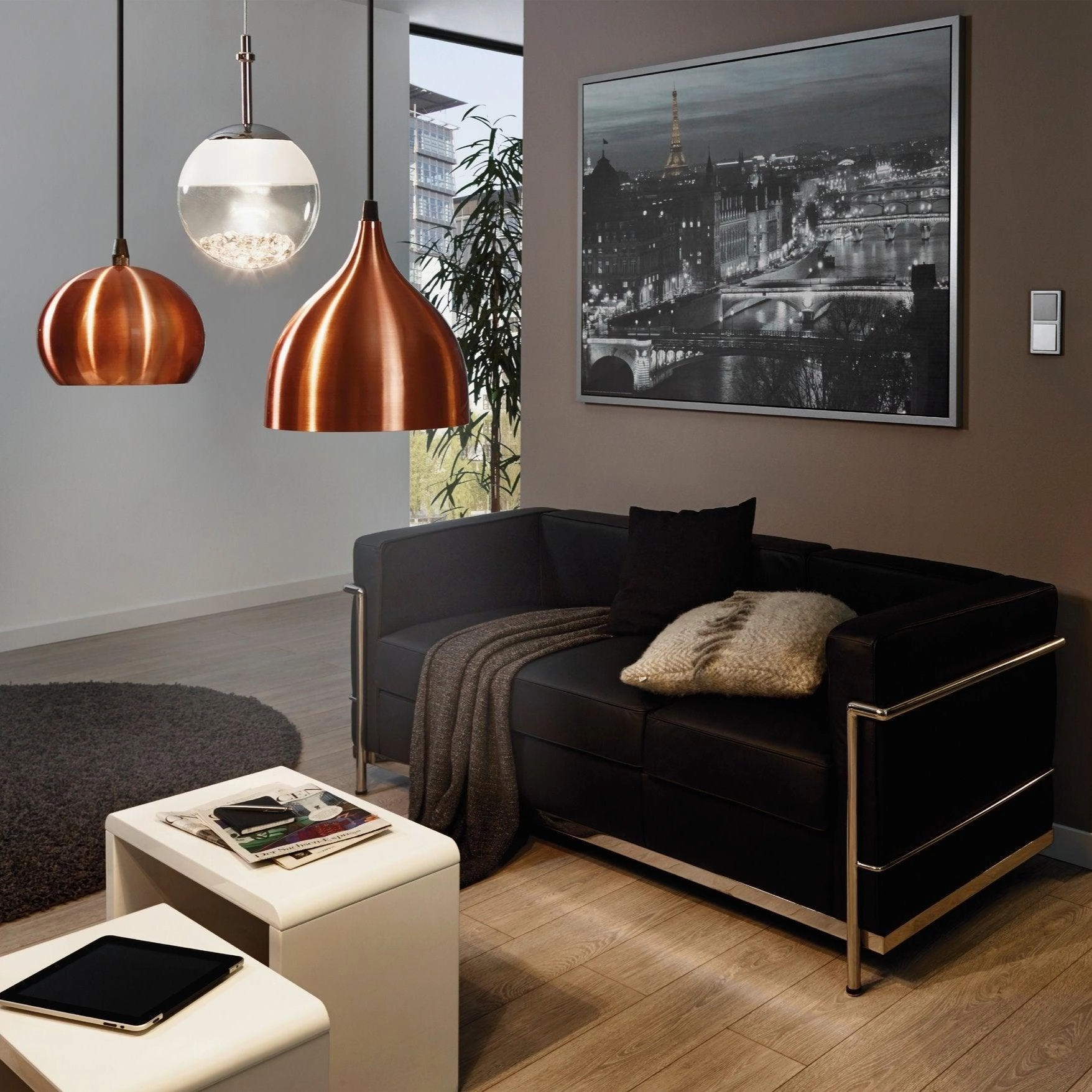 Eglo Montefio 1 LED Chrome Pendant With Spherical Glass Shade