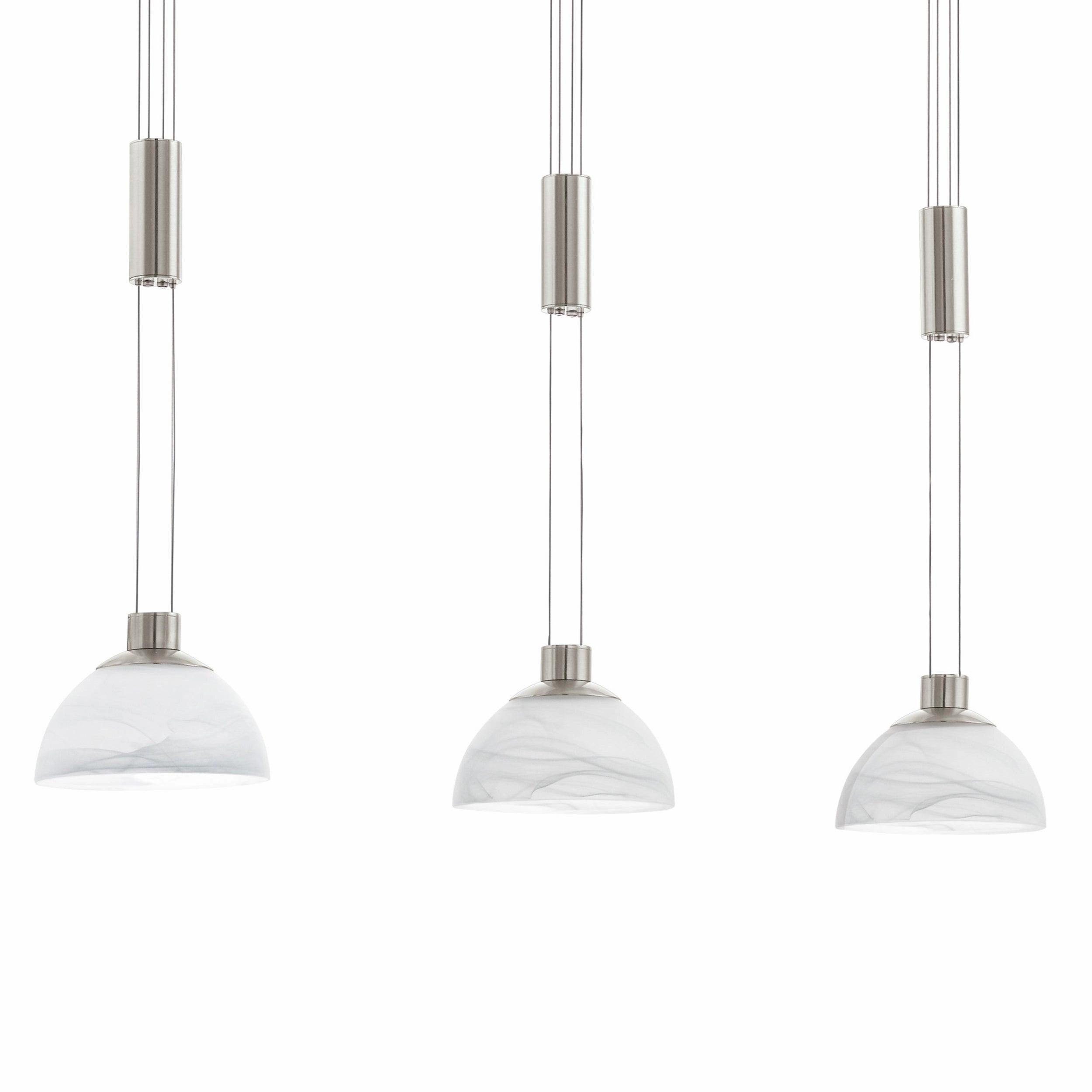 Eglo Montefio 3 Light LED Bar Nickel Pendant - Alabaster Glass Shades