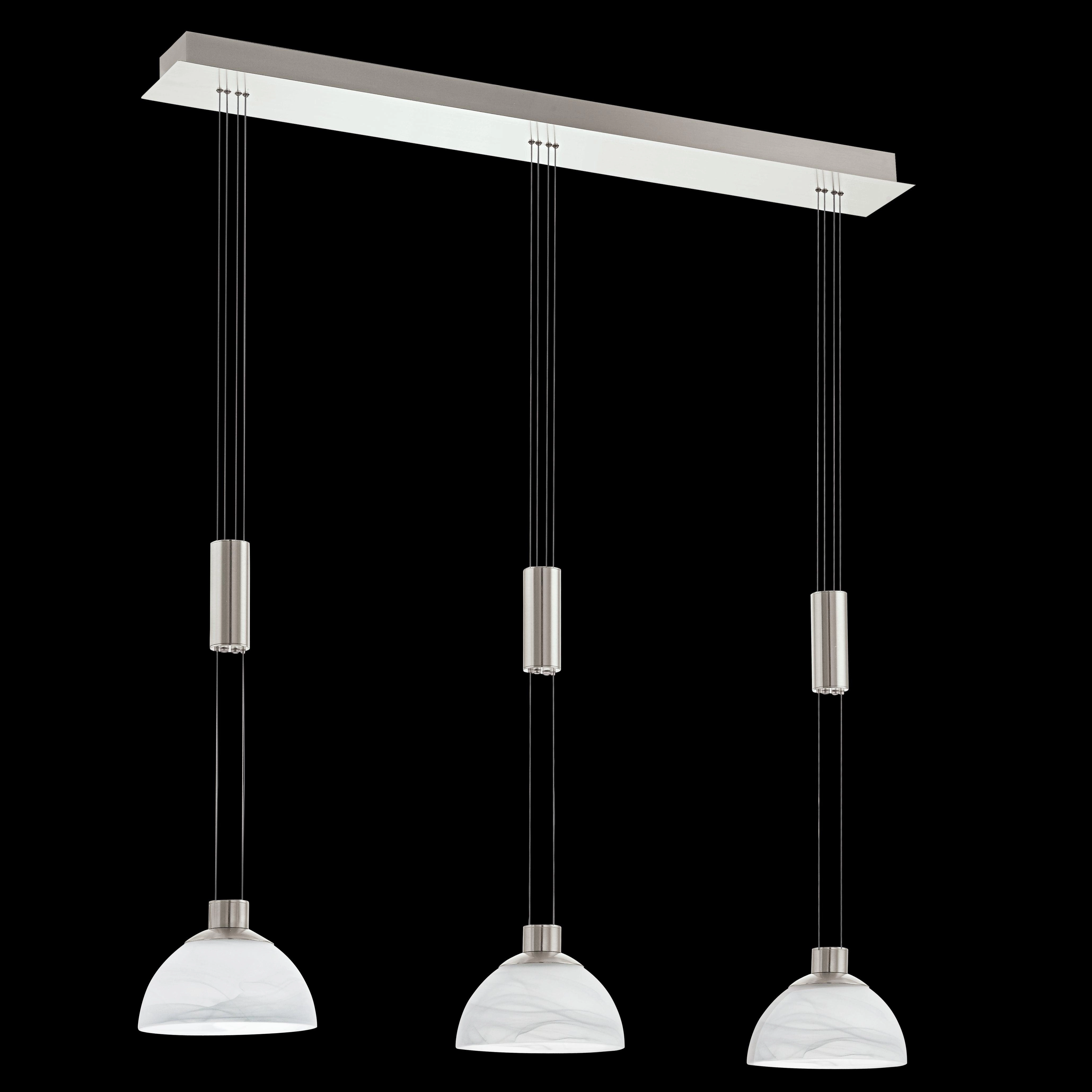 Eglo Montefio 3 Light LED Bar Nickel Pendant - Alabaster Glass Shades