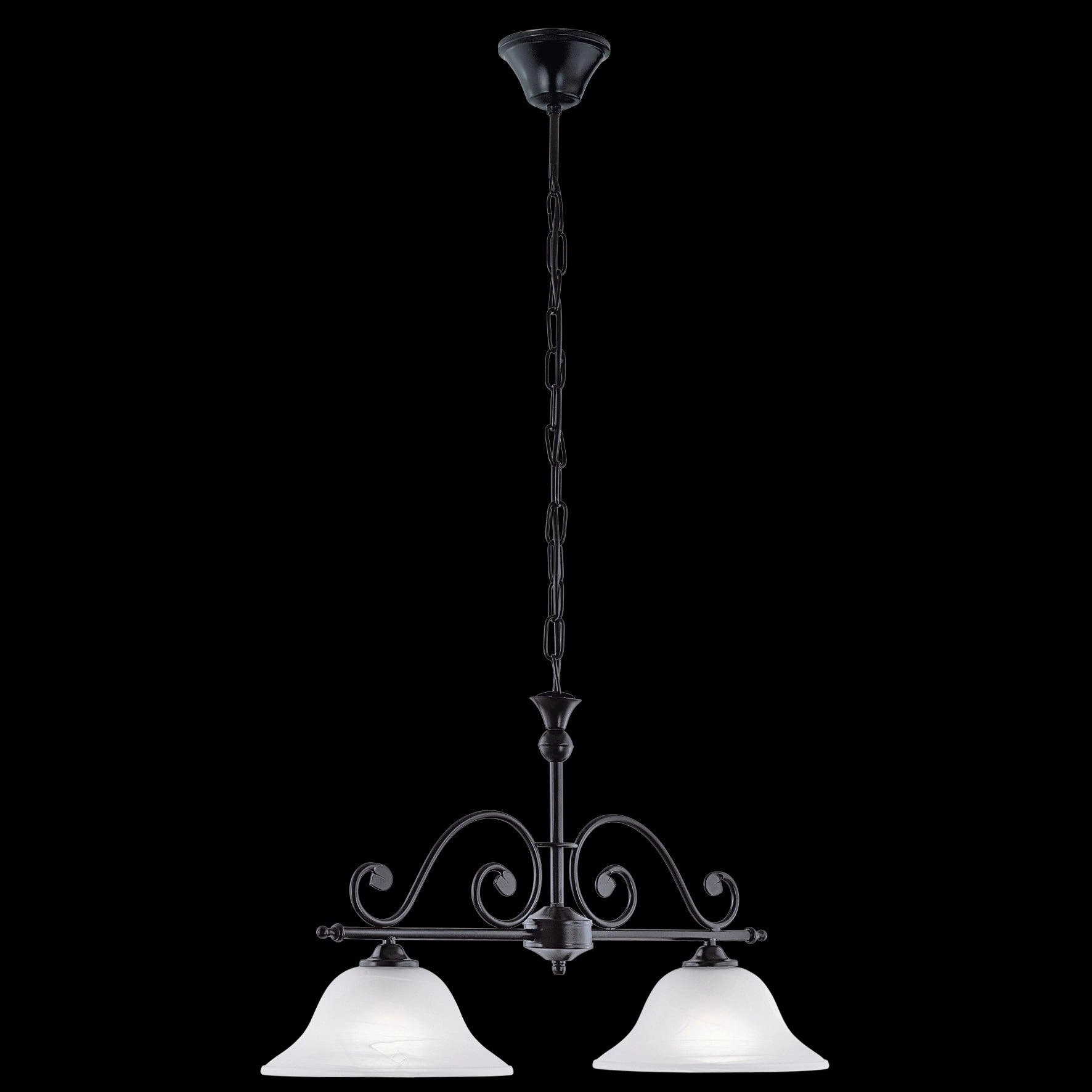 Eglo Murcia 2 Light White Alabaster Black Metal Chain Pendant