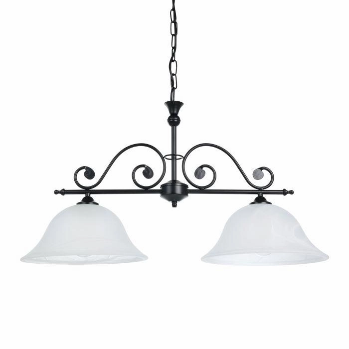 Eglo Murcia 2 Light White Alabaster Black Metal Chain Pendant