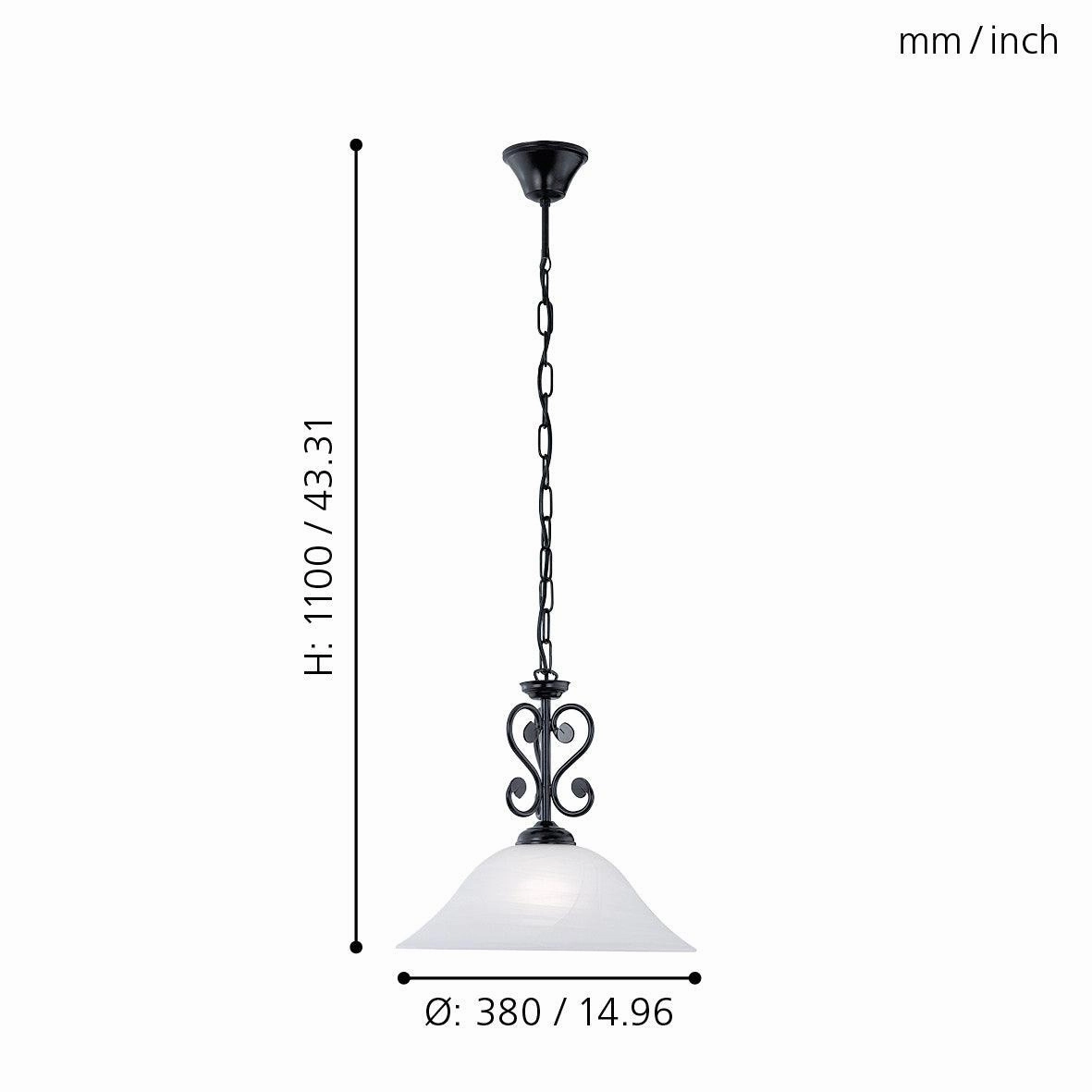Eglo Murcia White Alabaster Black Metal Chain Ceiling Pendant