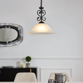 Eglo Murcia White Alabaster Black Metal Chain Ceiling Pendant flush mount ceiling fixture