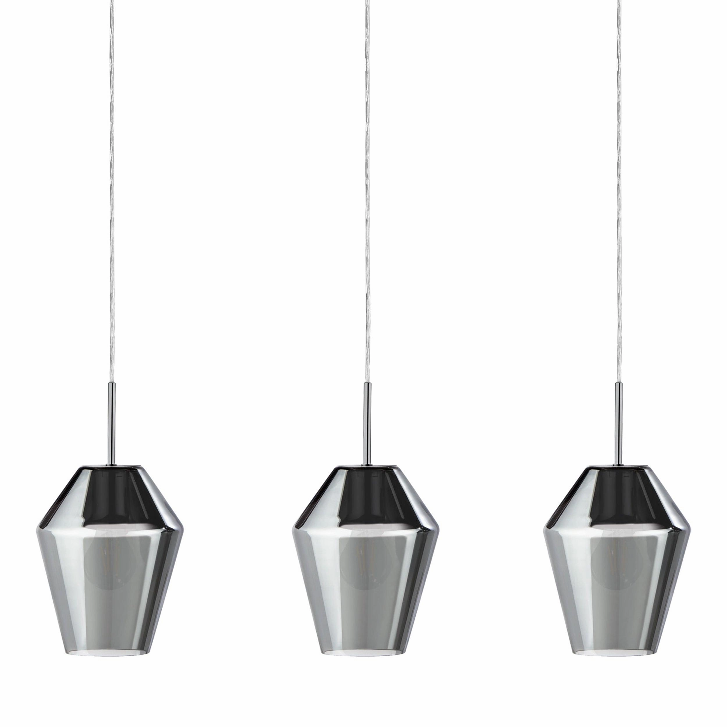 Eglo Murmillo 3 Light Conical Smoked Black Glass Pendant