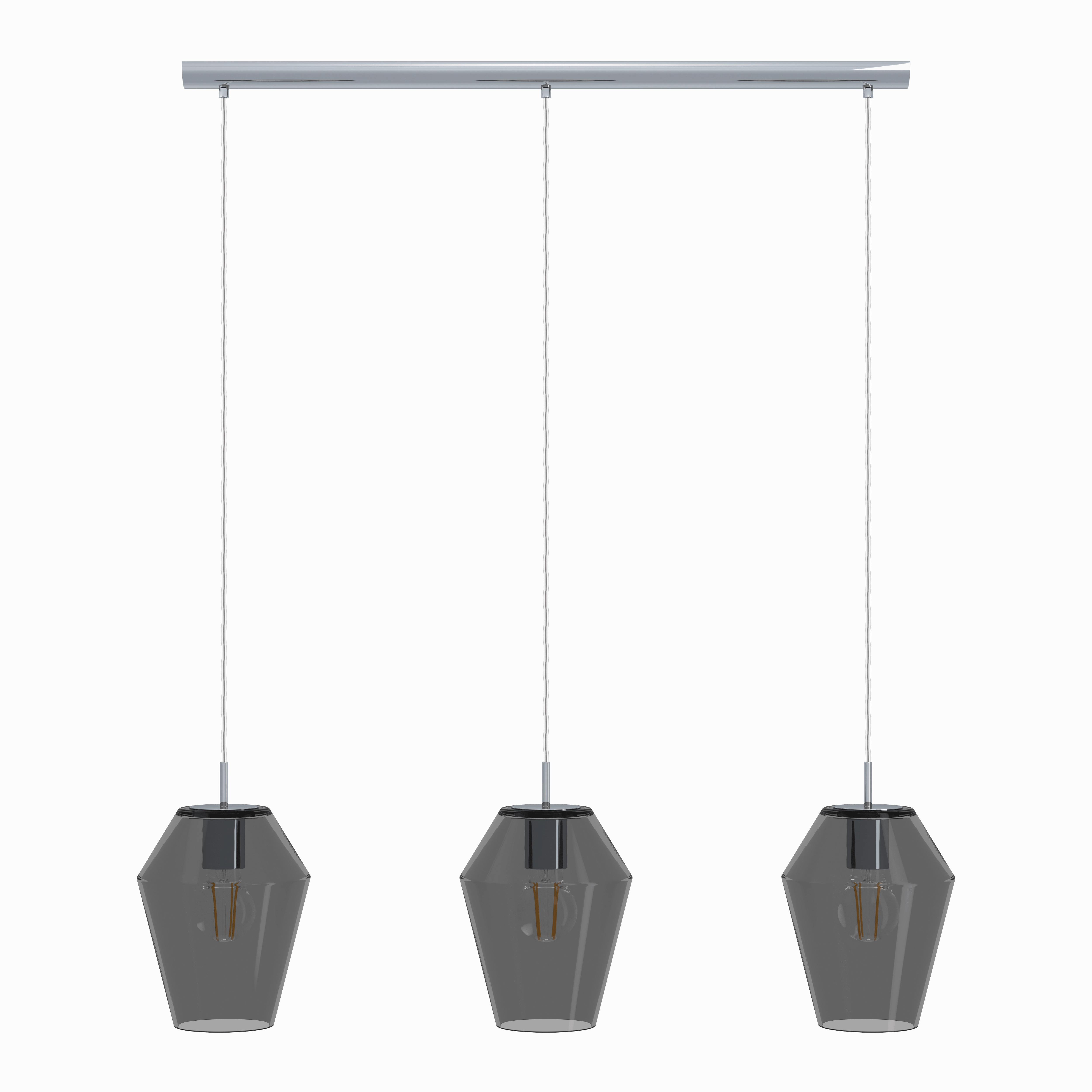 Eglo Murmillo 3 Light Conical Smoked Black Glass Pendant