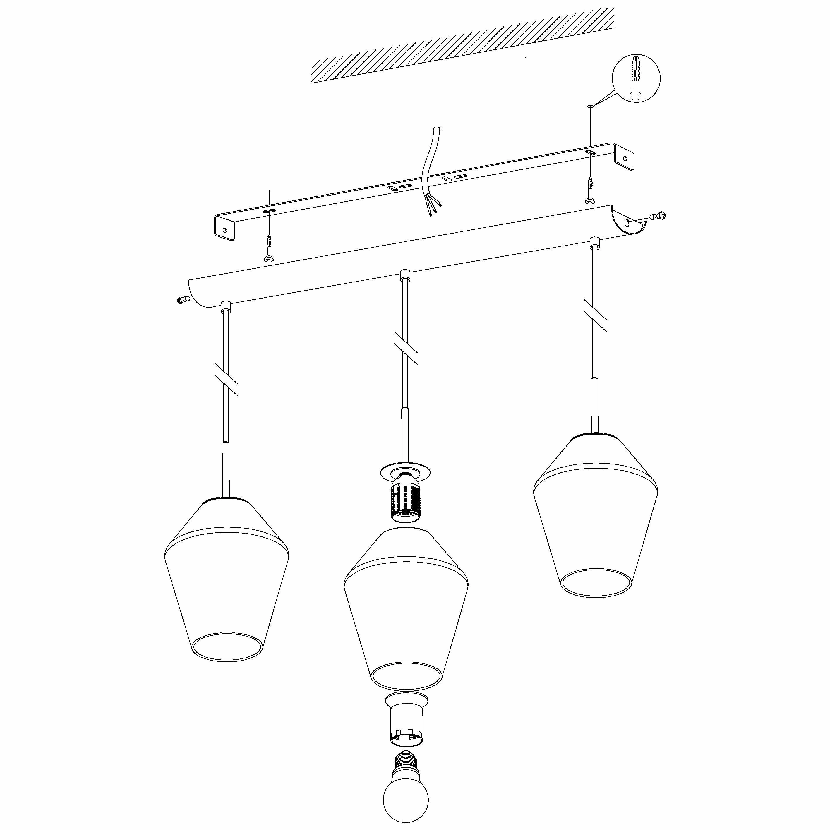 Eglo Murmillo 3 Light Conical Smoked Black Glass Pendant