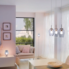 Eglo Murmillo 3 Light Conical Smoked Black Glass Pendant sleek LED ceiling lamp
