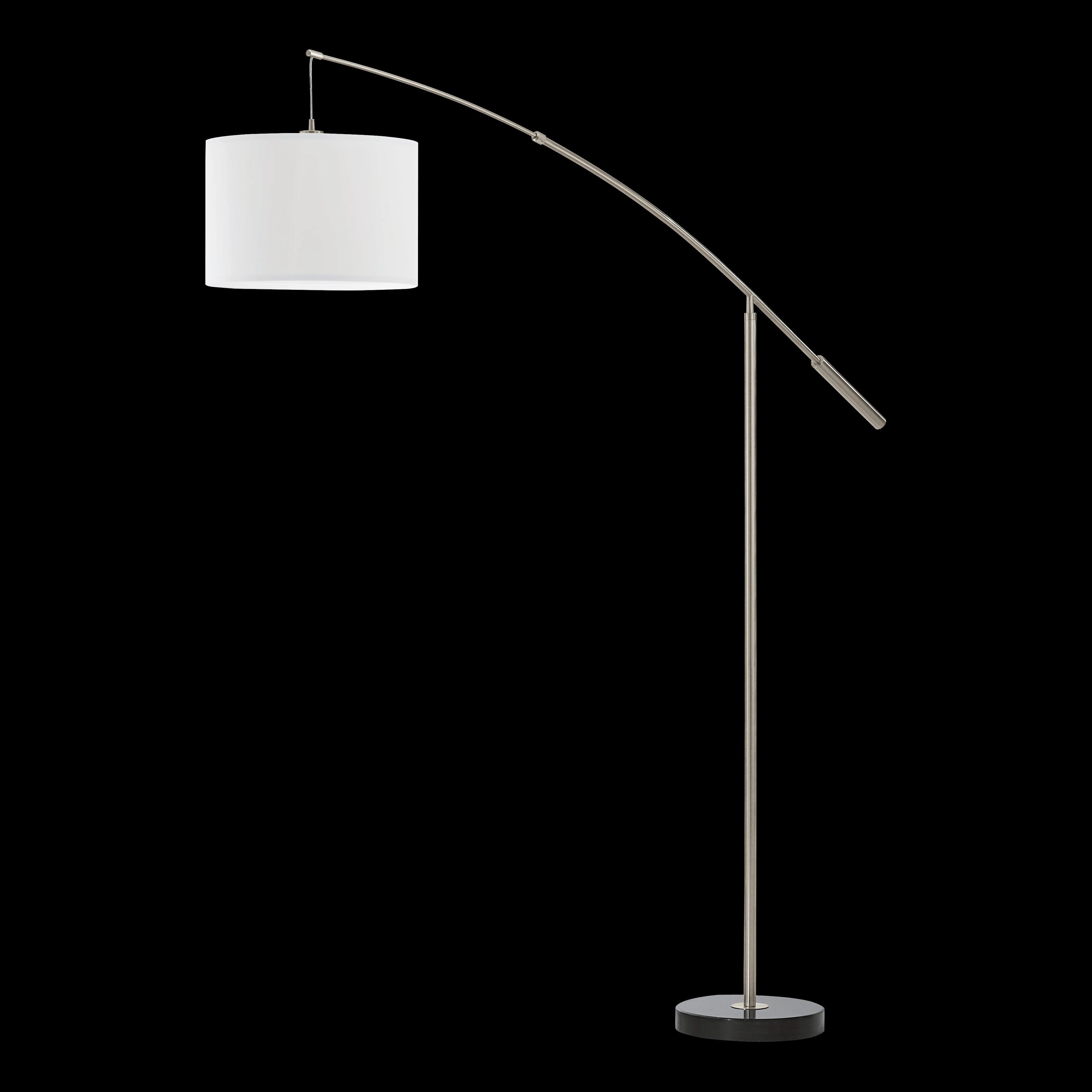 Eglo Nadina Nickel Boom Arm Floor Lamp With White Fabric Shade