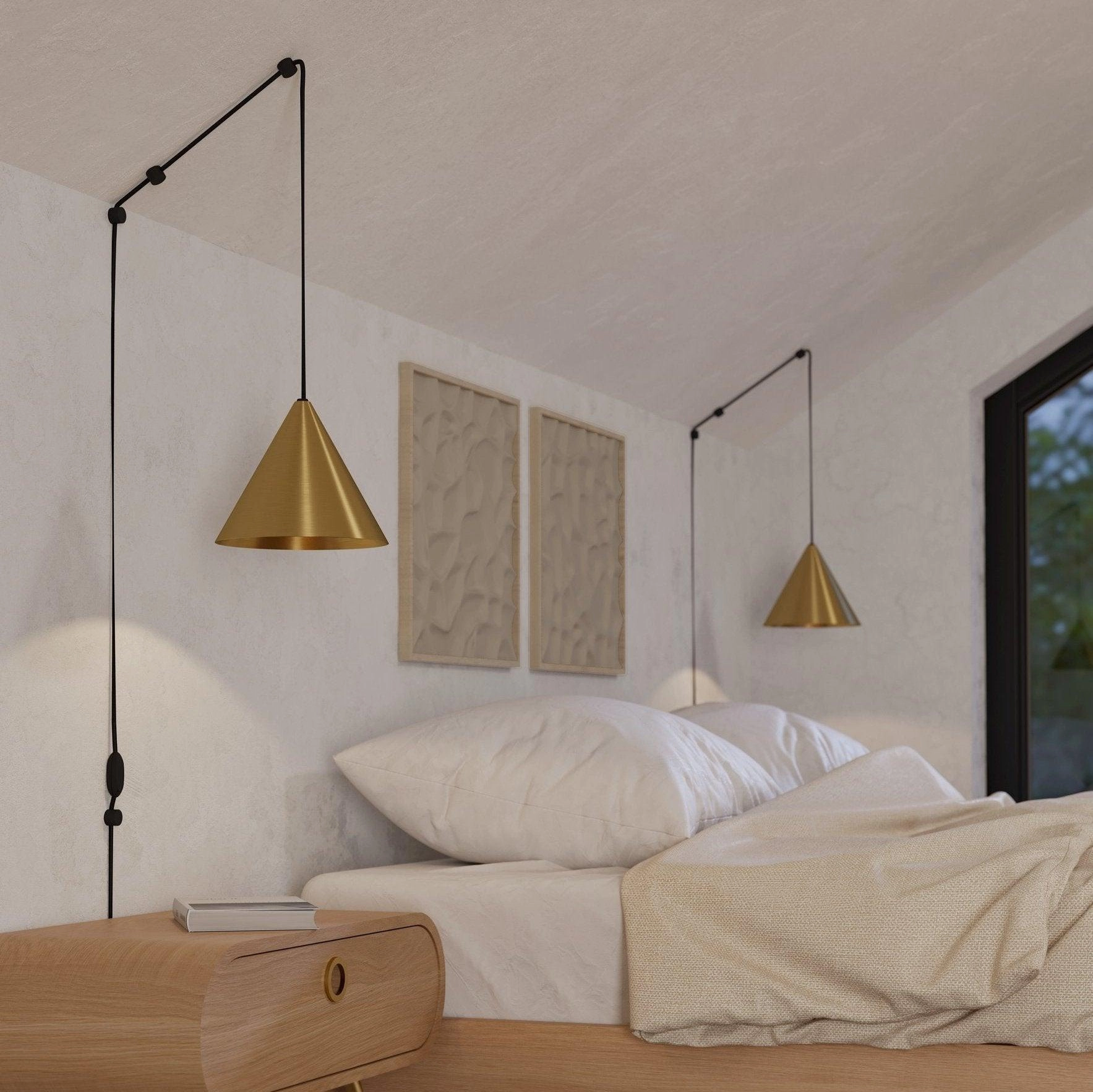 Eglo Narices Brass Conical Ceiling Pendant flush mount ceiling fixture