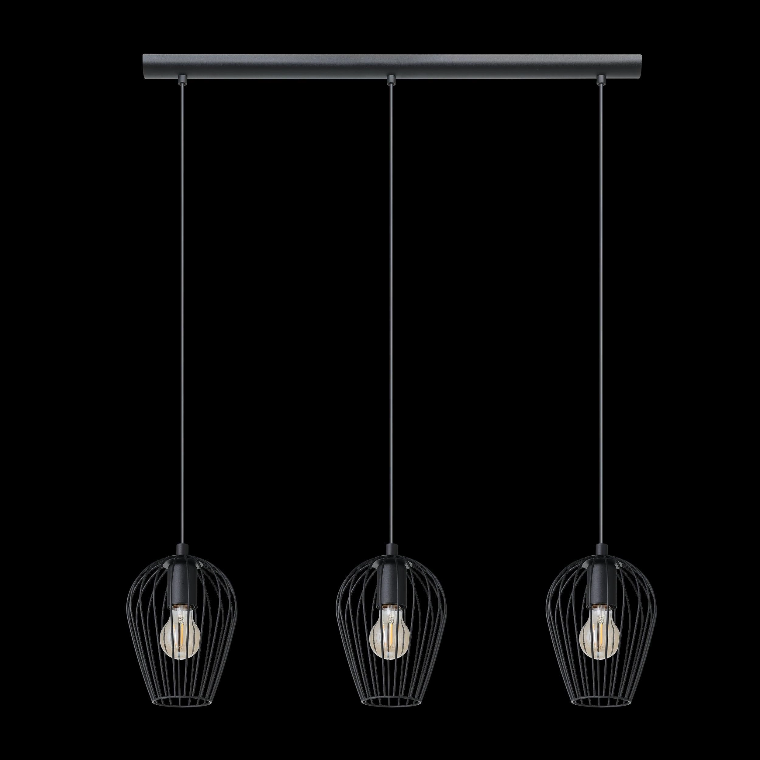 Eglo Newtown 3 Light Black Wire Oval Shade Bar Ceiling Pendant