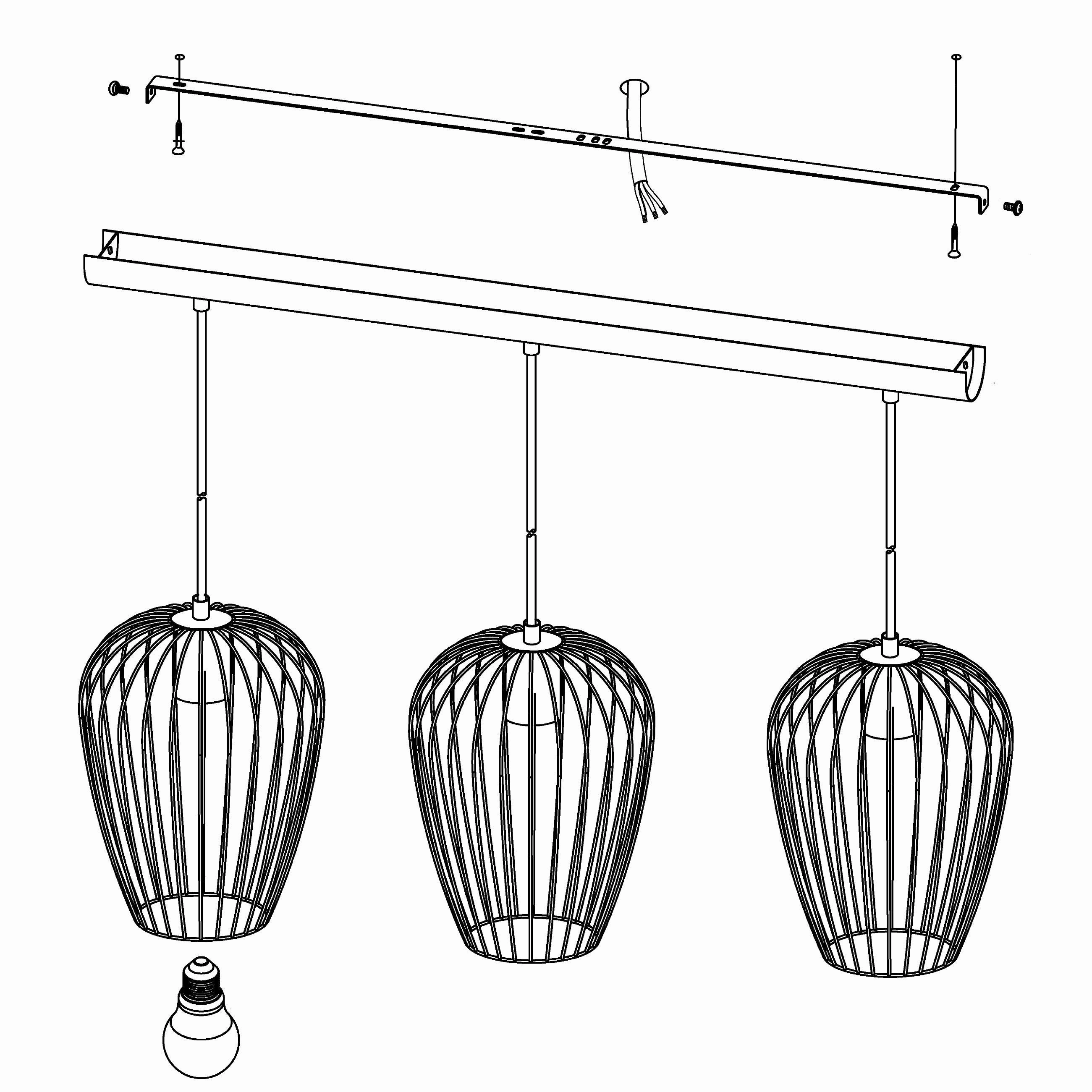 Eglo Newtown 3 Light Black Wire Oval Shade Bar Ceiling Pendant