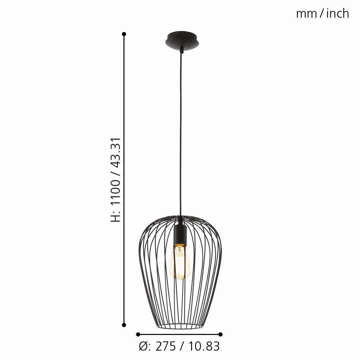 Eglo Newtown Black Wire Oval Ceiling Pendant