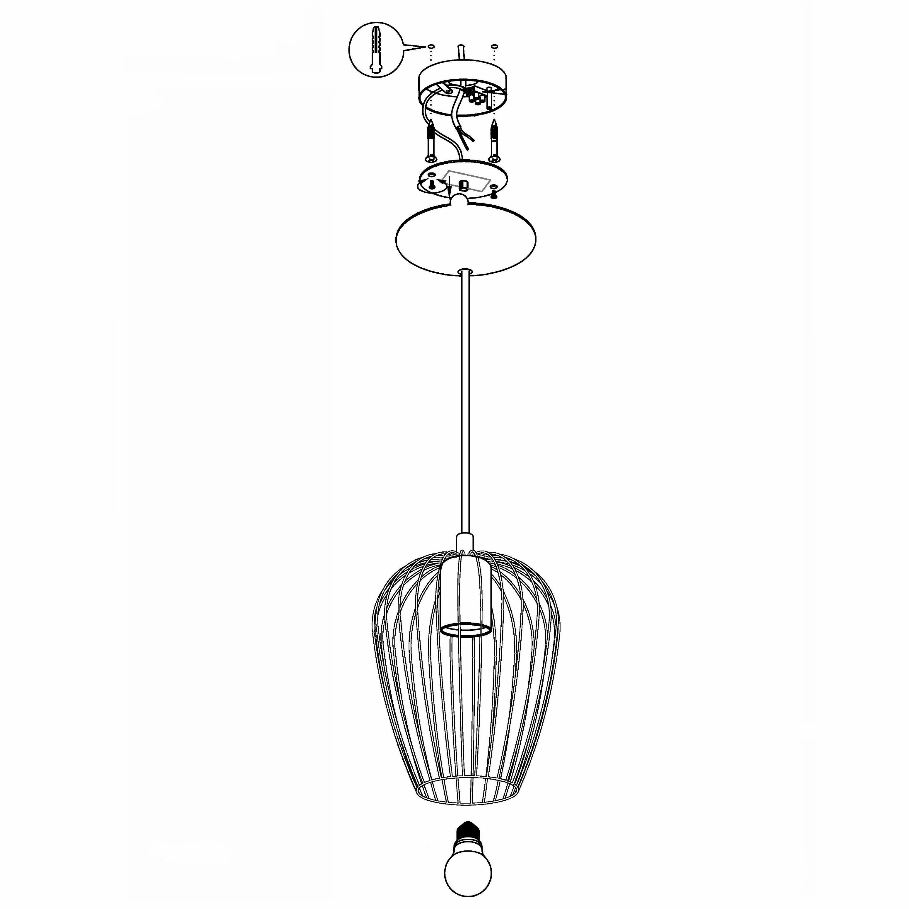 Eglo Newtown Black Wire Oval Lampshade Ceiling Pendant