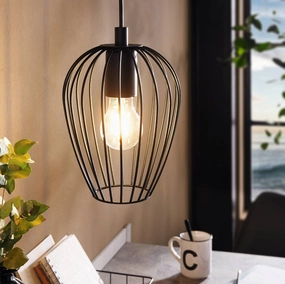 Eglo Newtown Black Wire Oval Lampshade Ceiling Pendant flush mount ceiling fixture