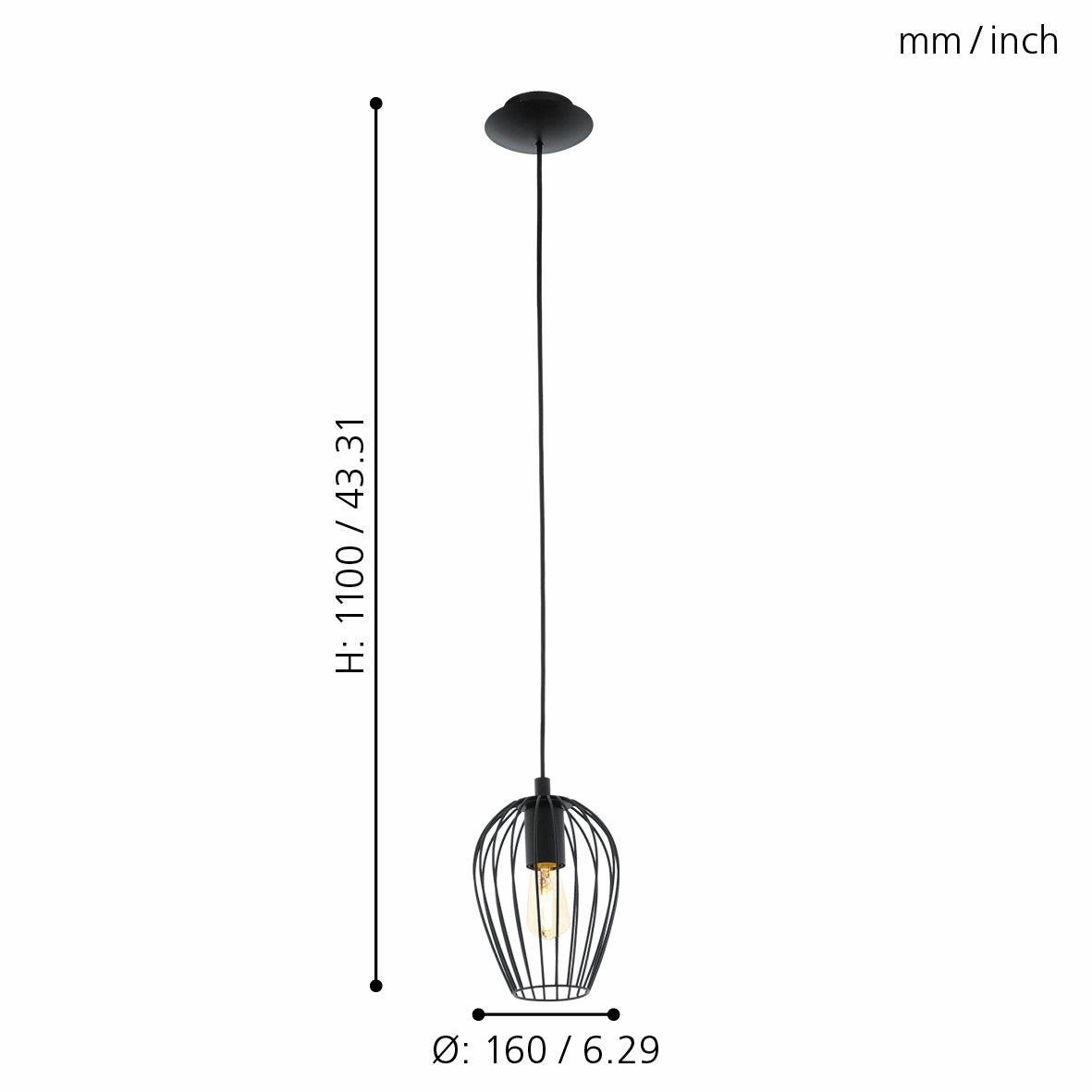 Eglo Newtown Black Wire Oval Lampshade Ceiling Pendant