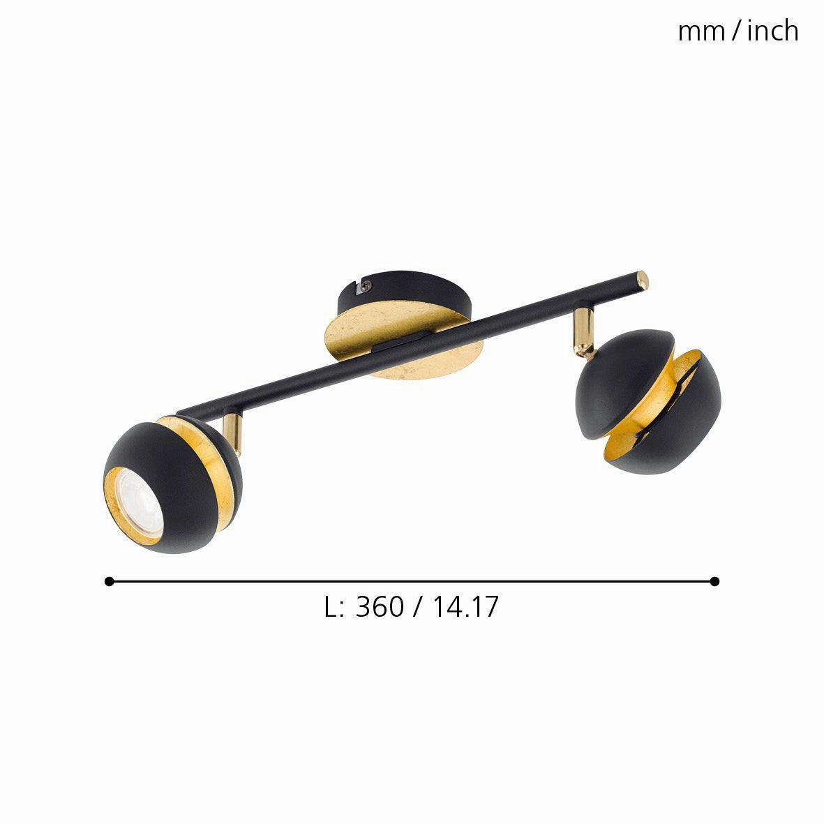 Eglo Nocito Gold & Black 2 Light Bar Spotlight