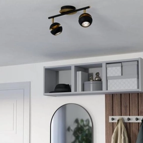 Eglo Nocito Gold & Black 2 Light Bar Spotlight tall arc lamp for living room
