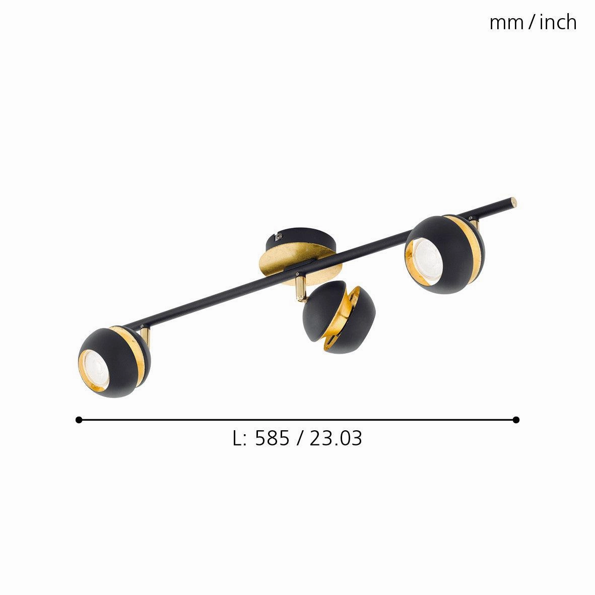 Eglo Nocito Gold & Black 3 Light Bar Spotlight