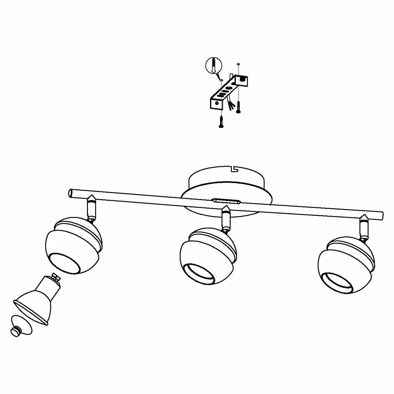 Eglo Nocito Gold & Black 3 Light Bar Spotlight