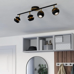 Eglo Nocito Gold & Black 4 Light Bar Spotlight tall arc lamp for living room