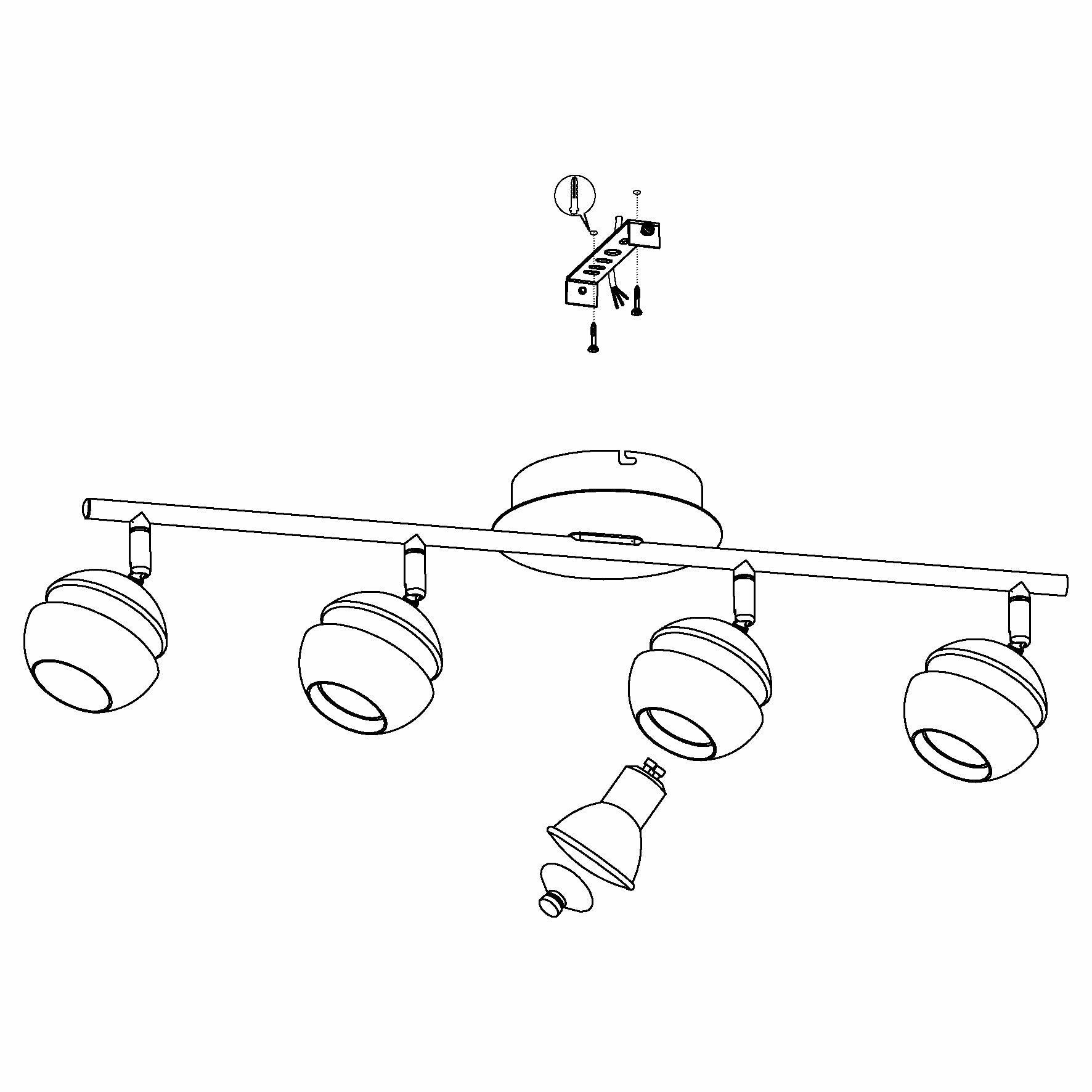 Eglo Nocito Gold & Black 4 Light Bar Spotlight