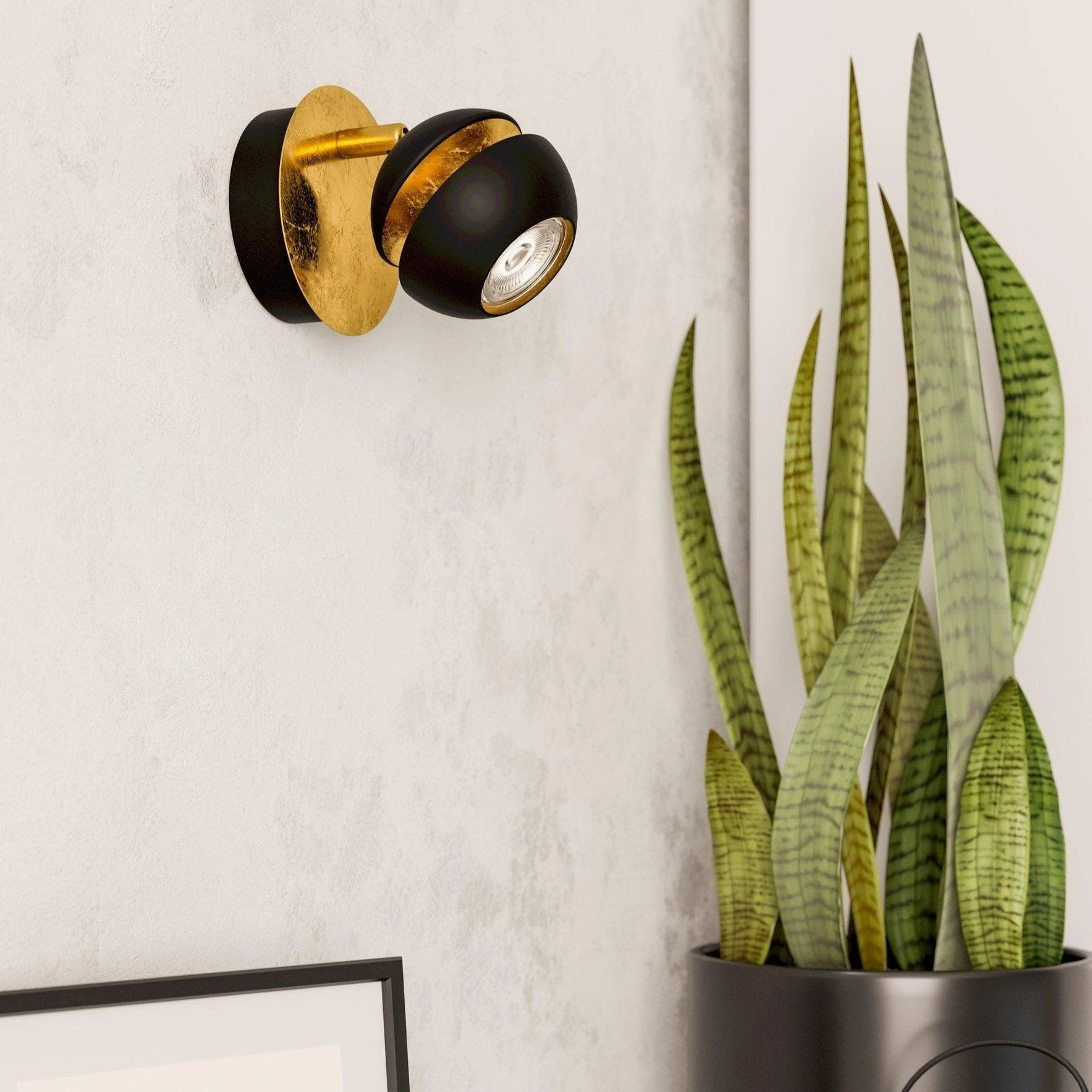 Eglo Nocito Gold & Black Wall Spotlight tall arc lamp for living room