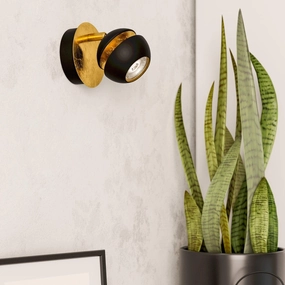Eglo Nocito Gold & Black Wall Spotlight tall arc lamp for living room